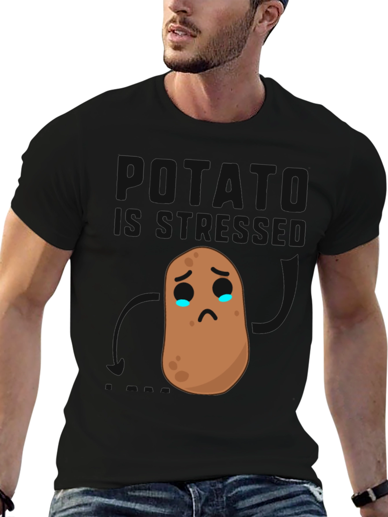 Black Sad Potato Graphic Tee - Black Cotton Comfort view 6