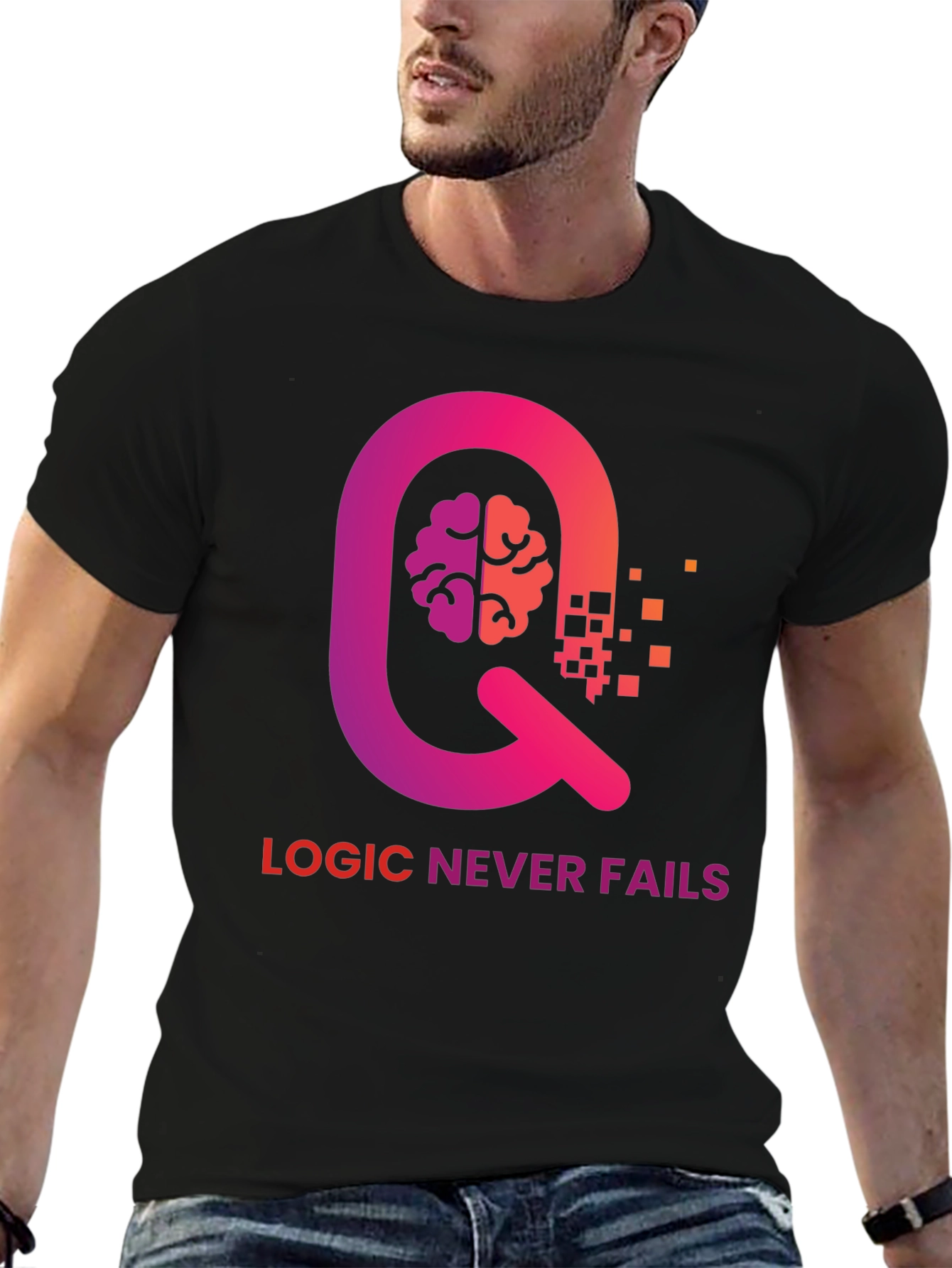 Black Logic Never Fails Graphic Tee view 6