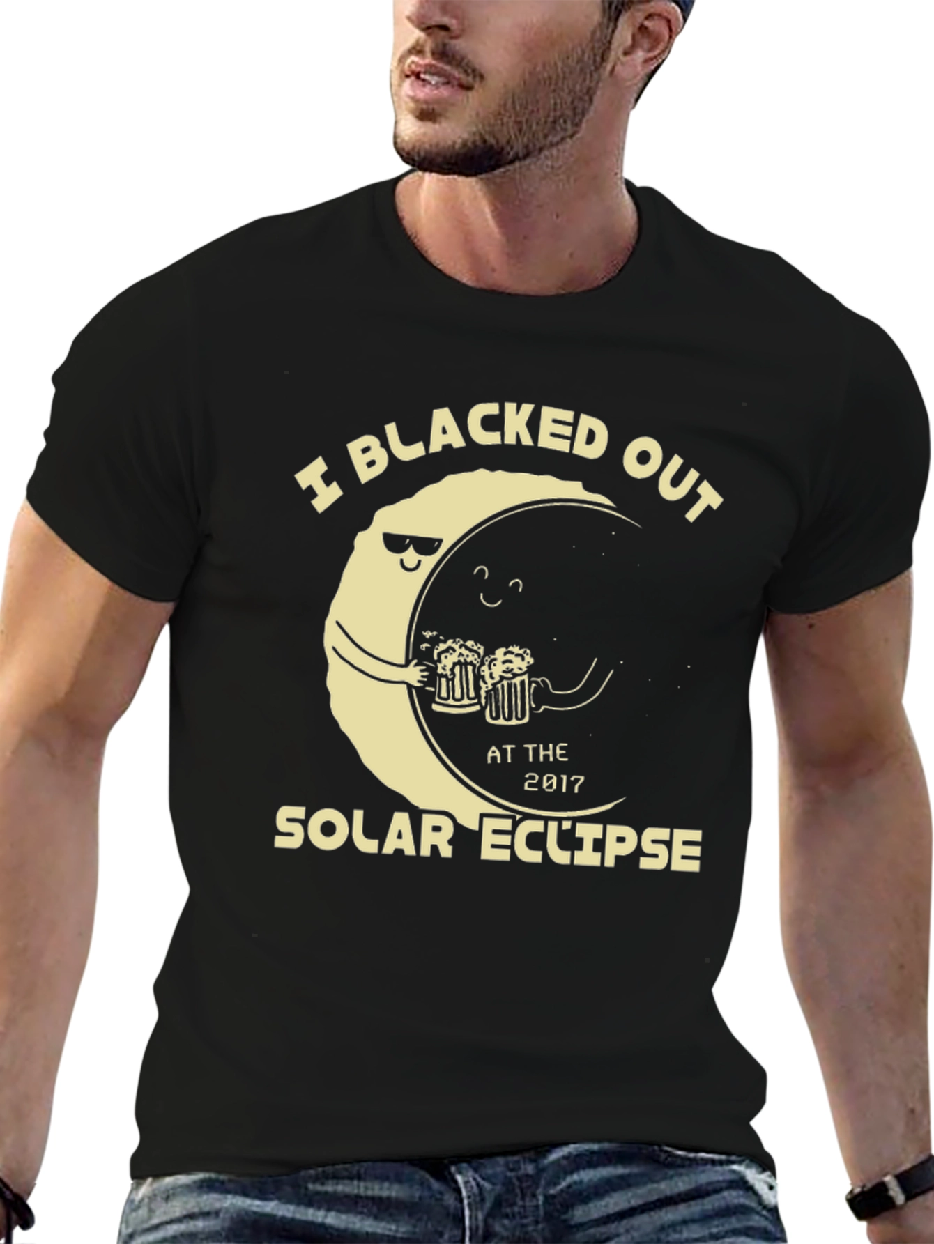 Black Blacked Out Solar Eclipse T-Shirt Funny Drinking Tee view 6