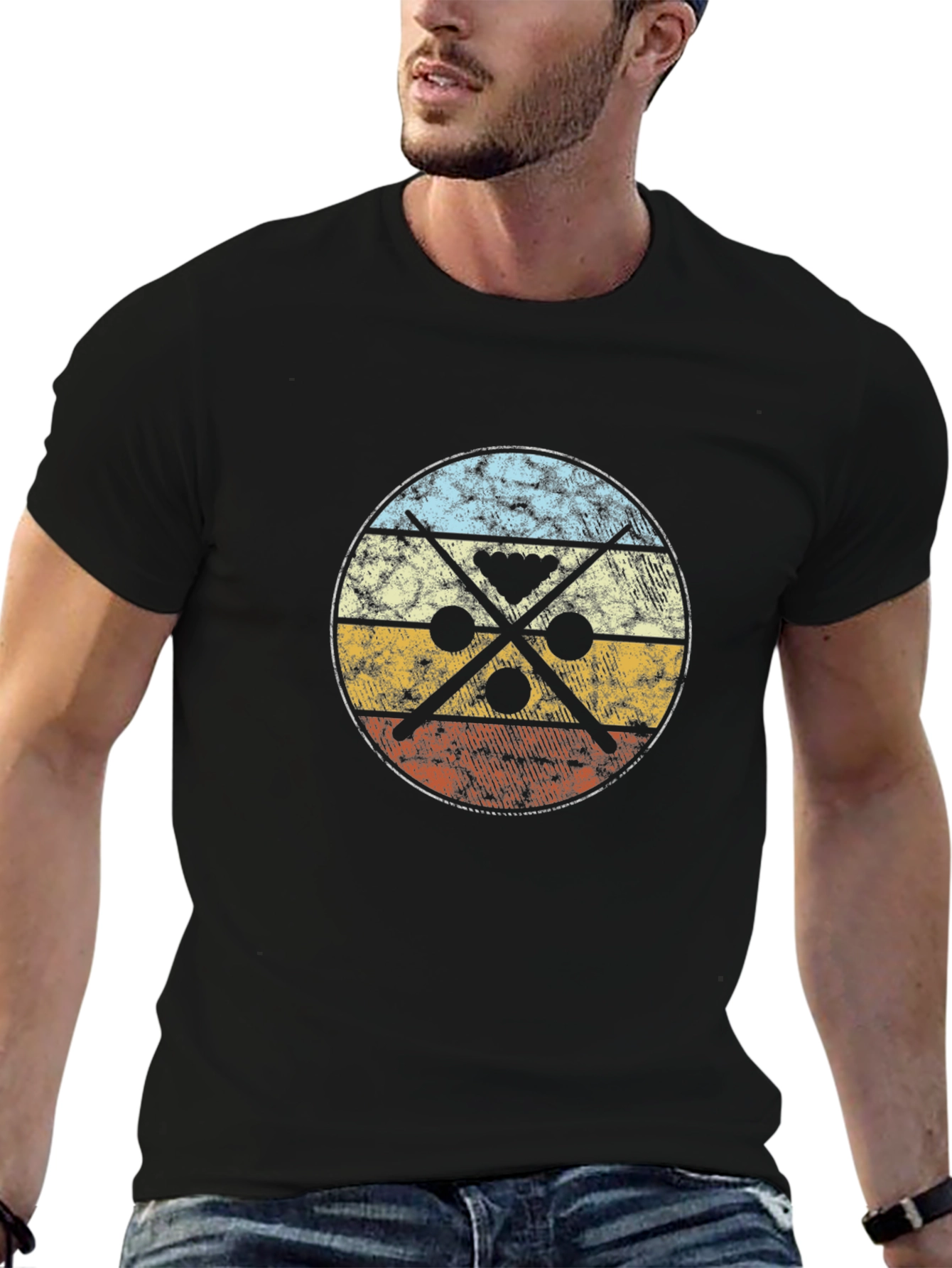 Black Vintage Billiards T-Shirt - Pool Player Graphic Tee view 6