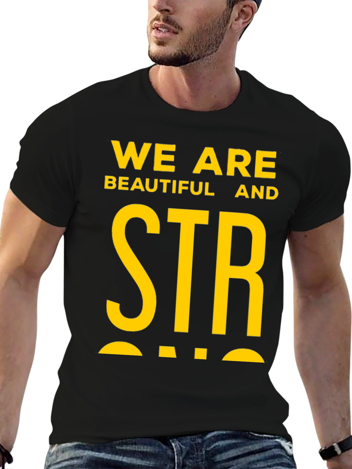 Black We Are Beautiful & Strong Graphic Tee - Bold Statement Shirt view 6