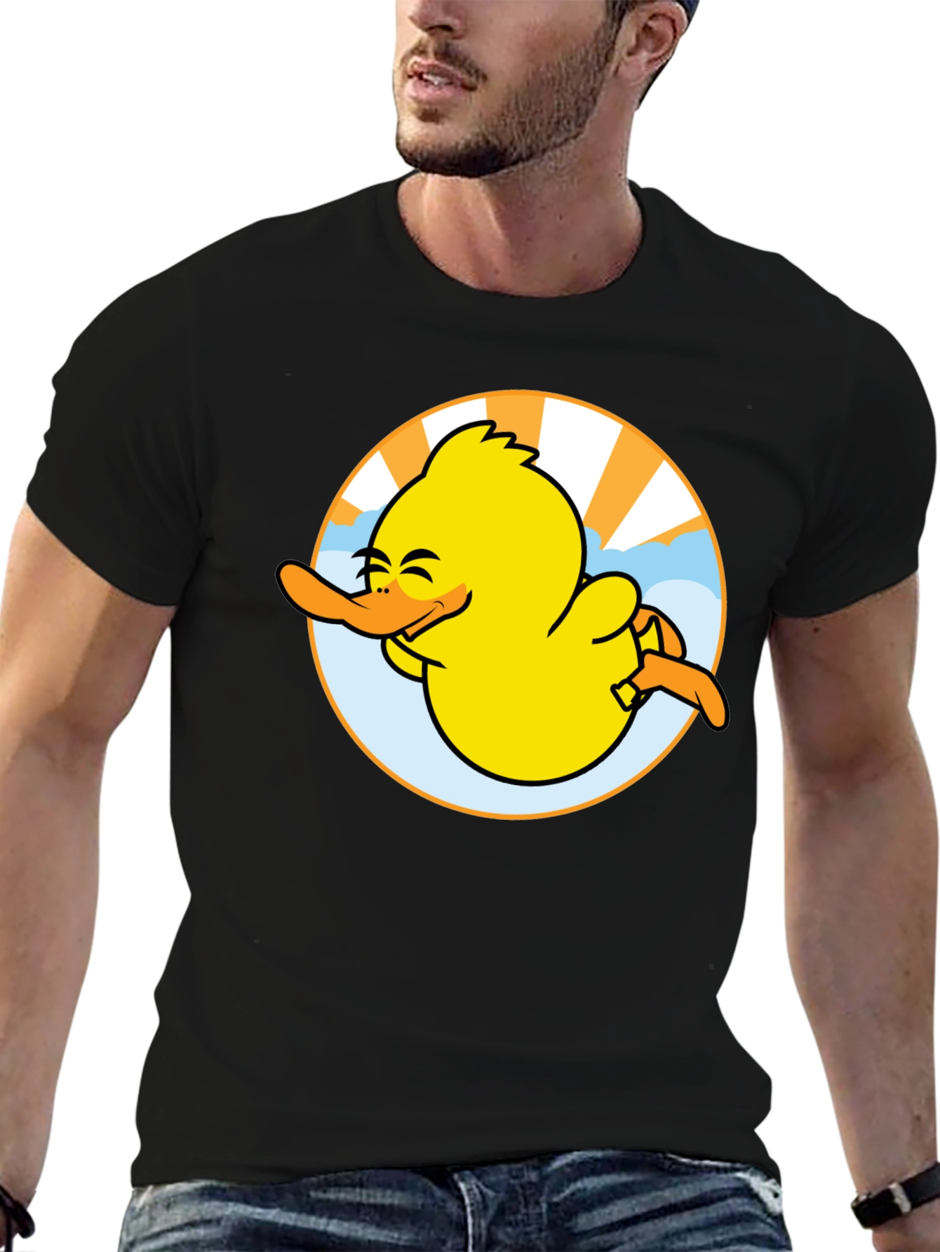 Black Happy Duck Graphic Tee - Fun Black T-Shirt view 6