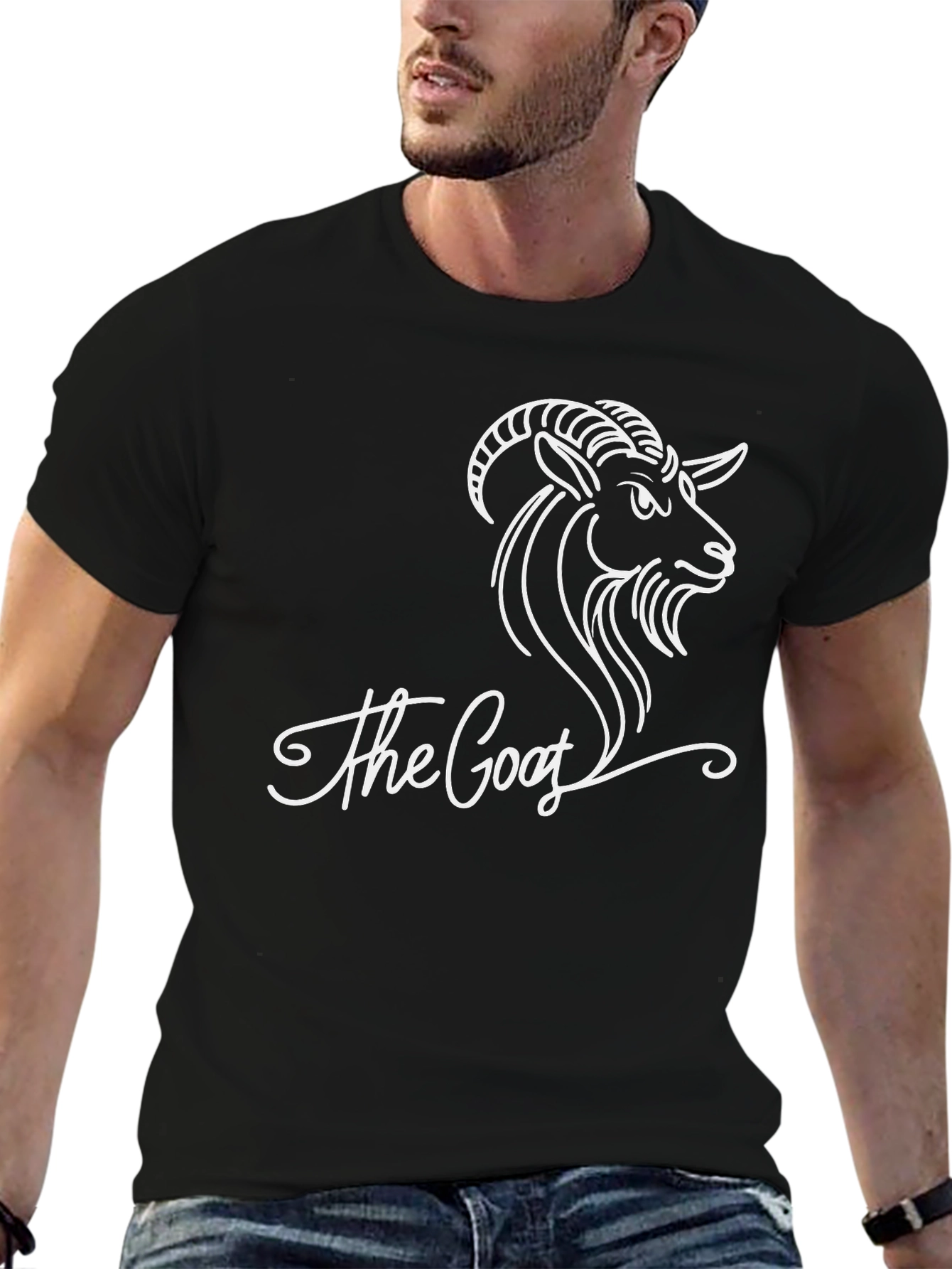Black The Goat Graphic Tee - Black Cotton T-Shirt view 6