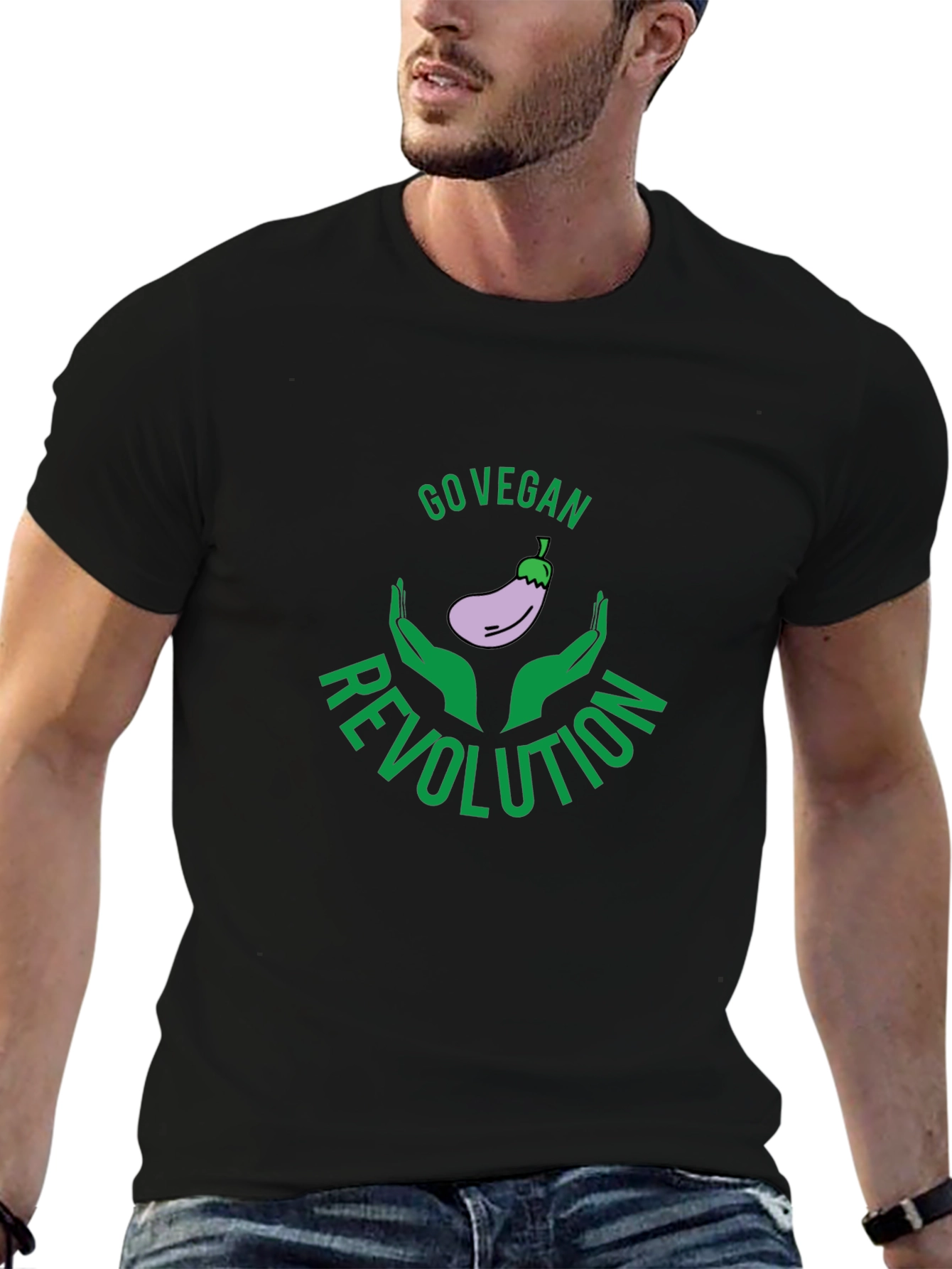 Go Vegan Revolution Black Graphic Tee - 6