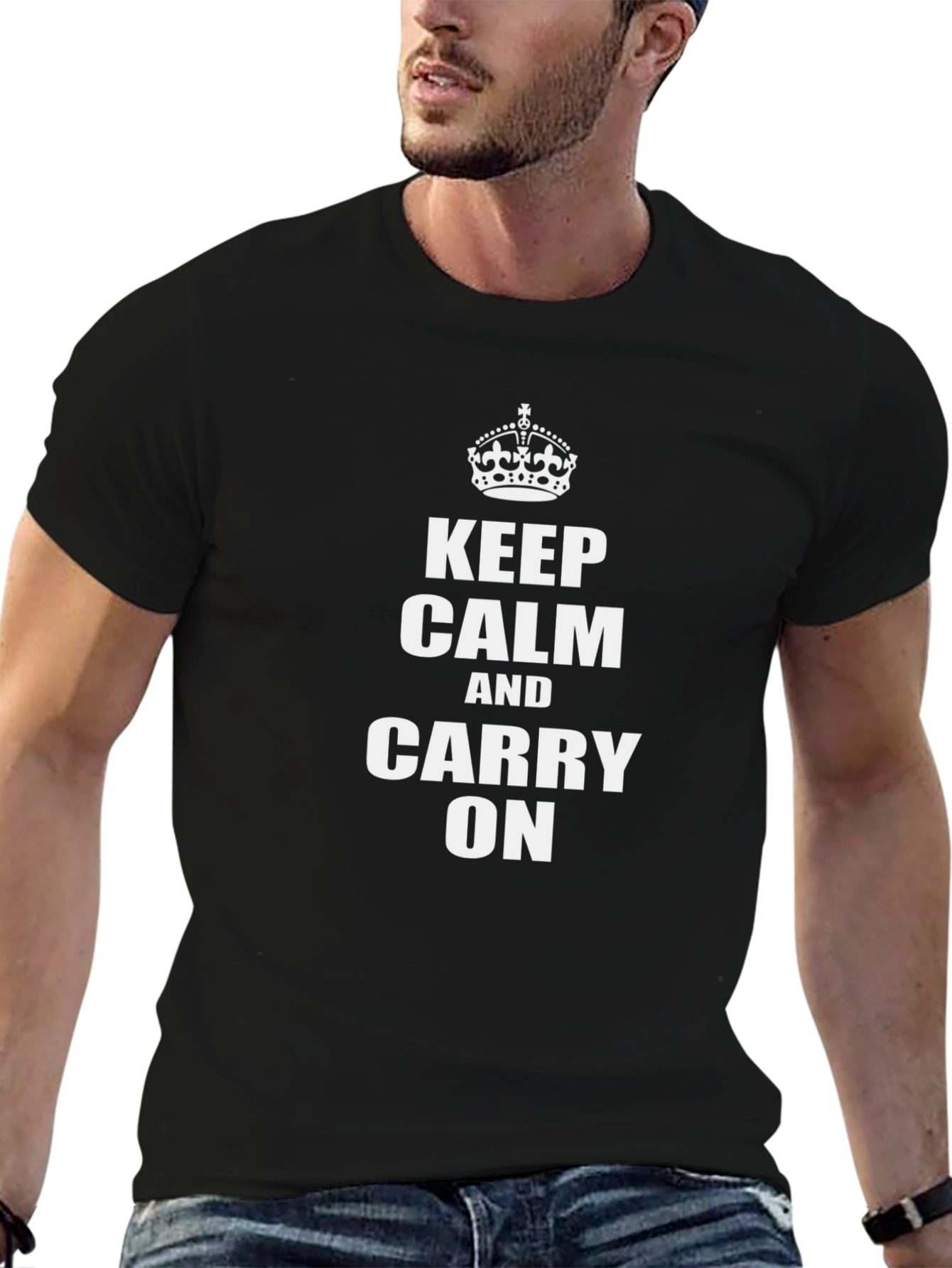 Black Keep Calm & Carry On Graphic Tee view 6