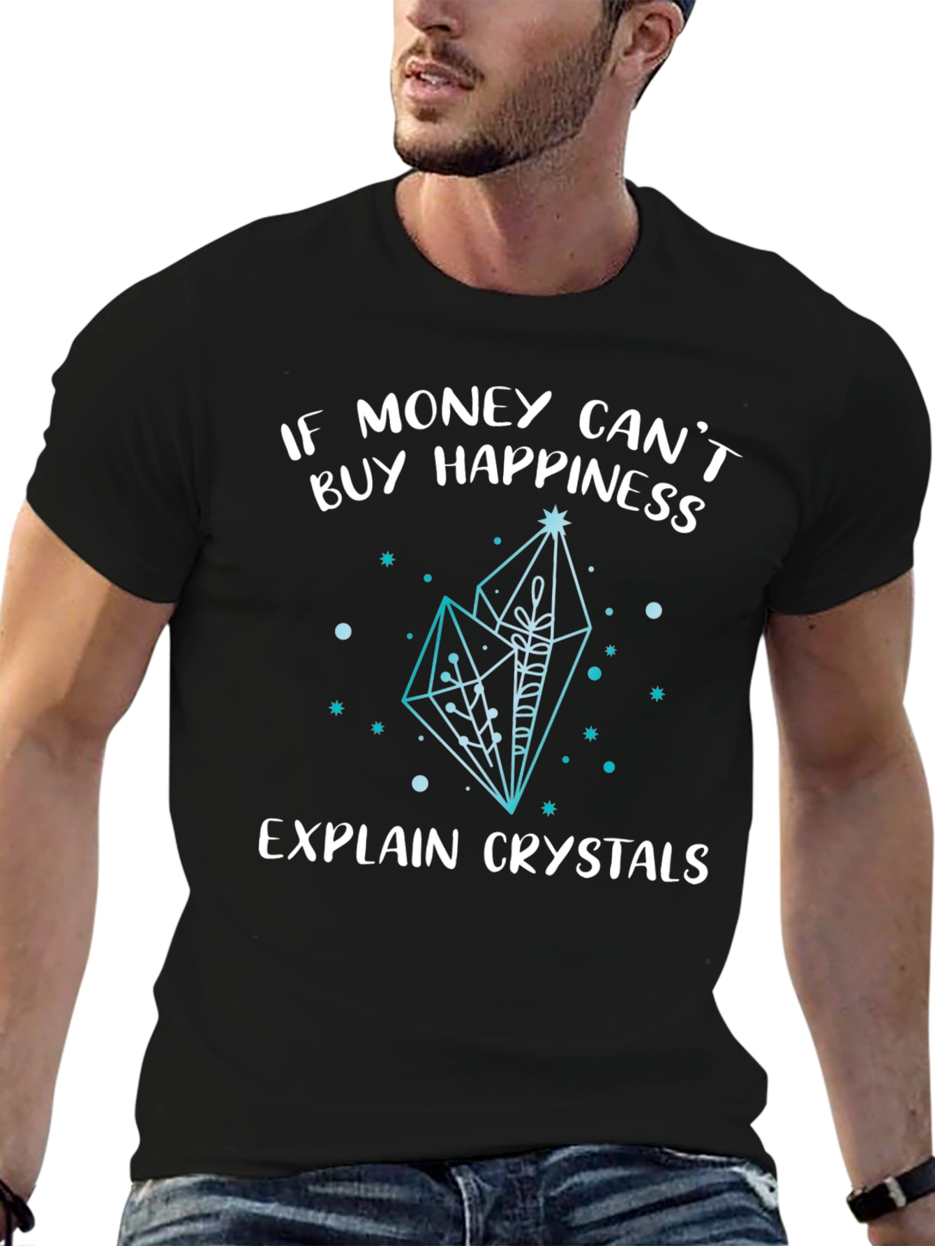 Black Crystals Happiness Graphic Tee Shirt view 6