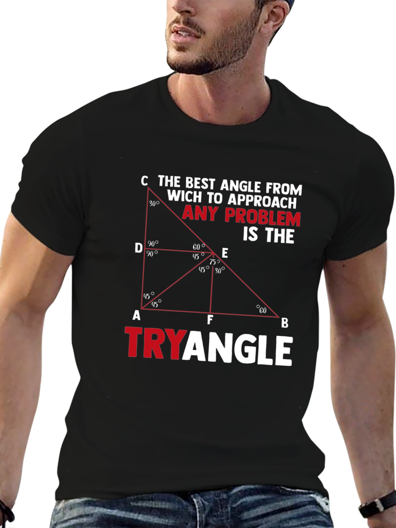 Black Tryangle Math Humor Graphic T-Shirt view 6