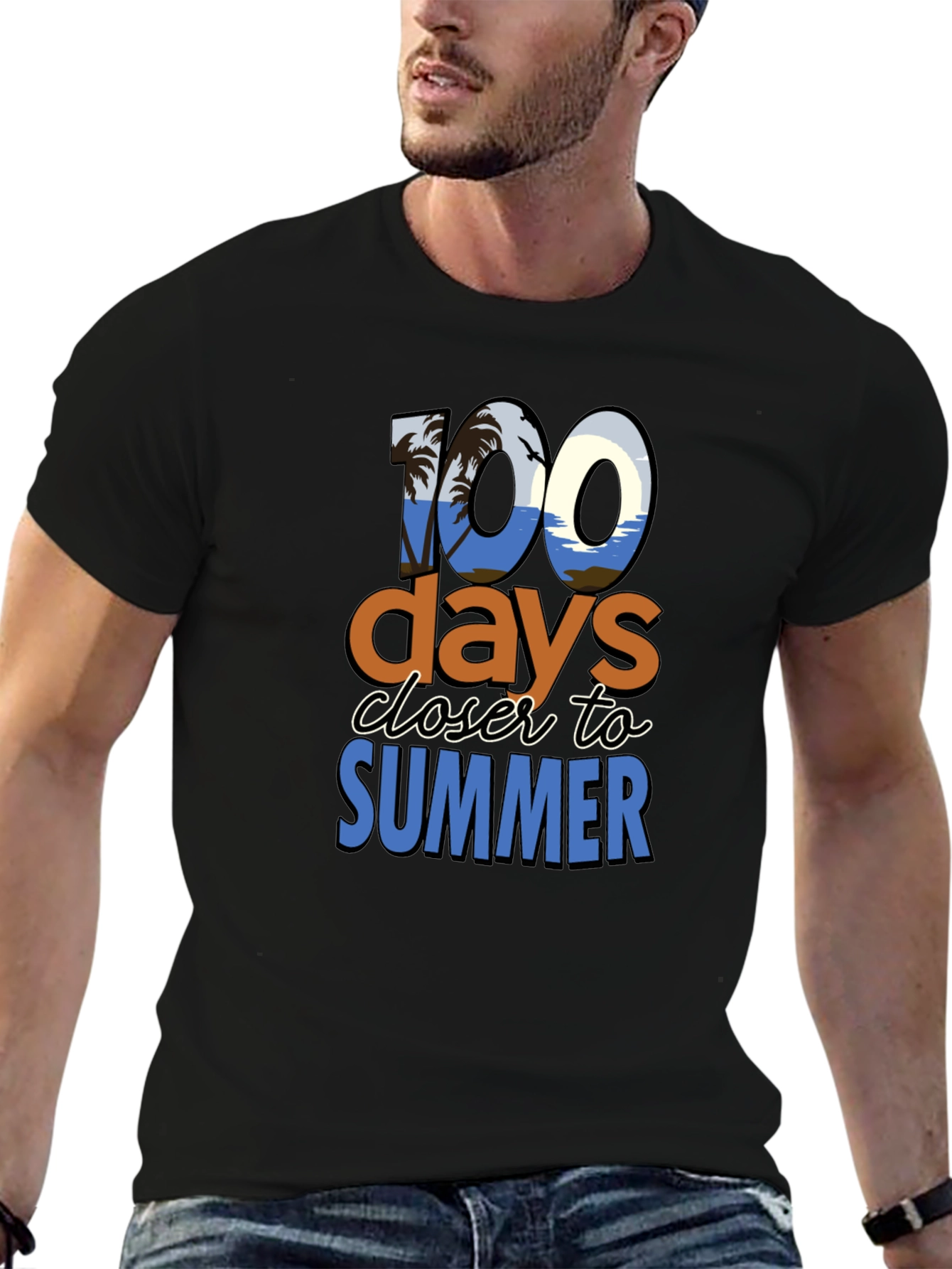 Black 100 Days Closer to Summer Graphic Tee view 6