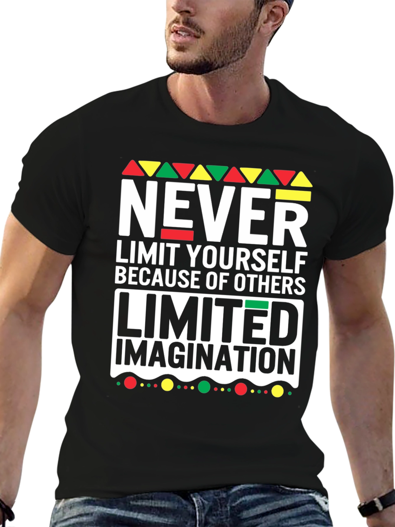 Black Never Limit Yourself T-Shirt - Inspirational Design view 6