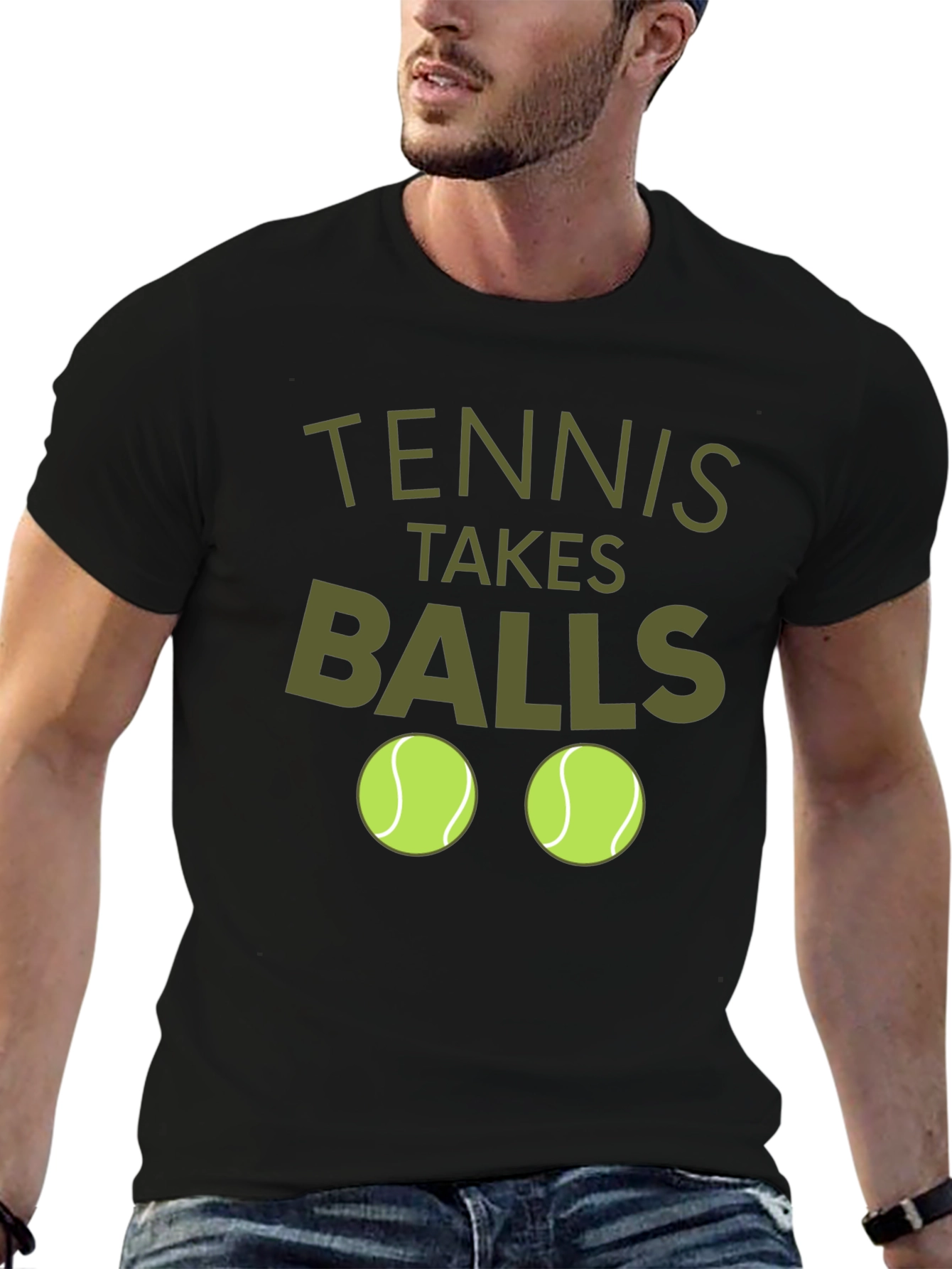 Black Tennis Takes Balls Funny Graphic Tee view 6