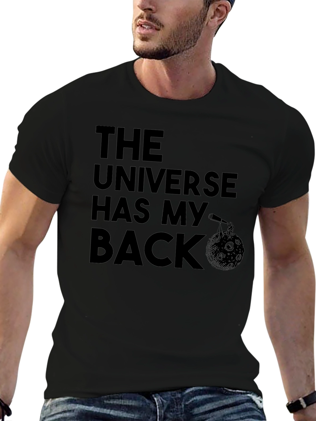 Black The Universe Has My Back Graphic T-Shirt view 6