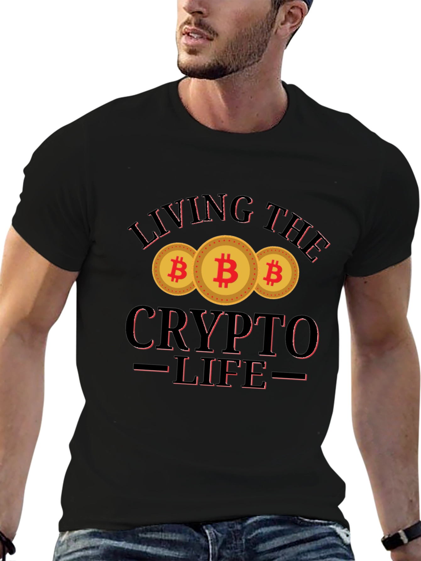 Black Living The Crypto Life T-Shirt view 6