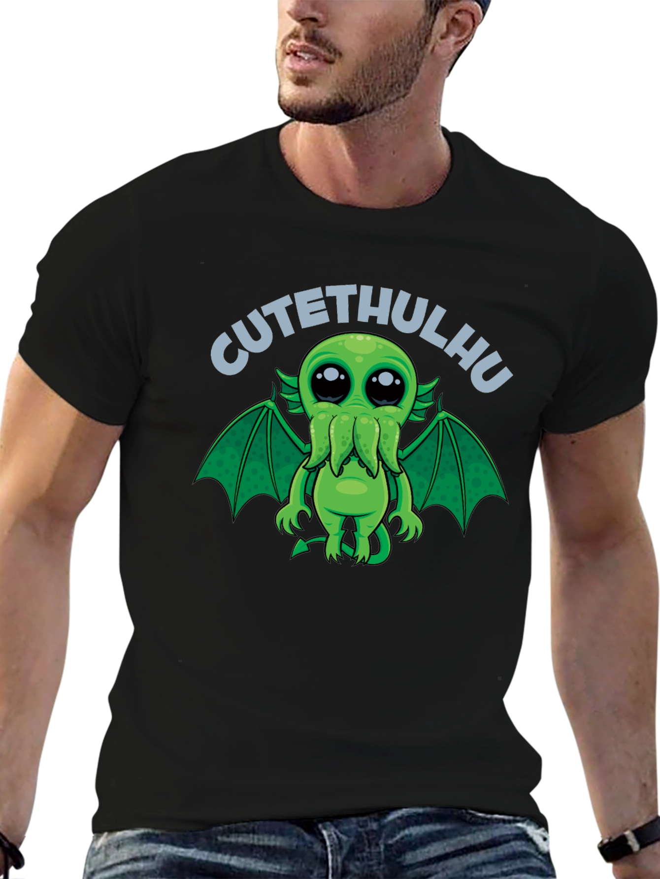 Black CUTEHULHU Black T-Shirt view 6