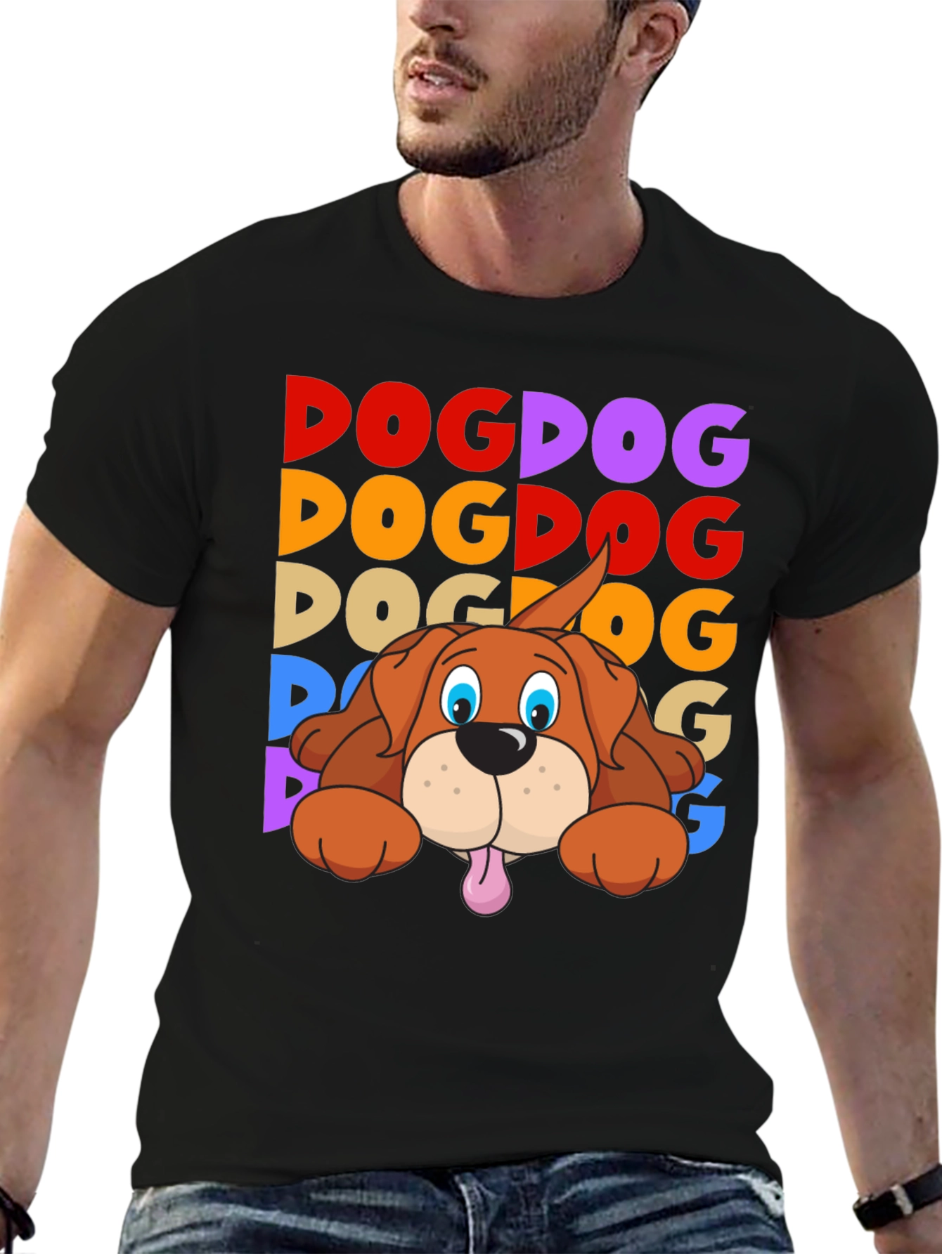 Black Dog Graphic T-Shirt - Fun Colorful Design view 6