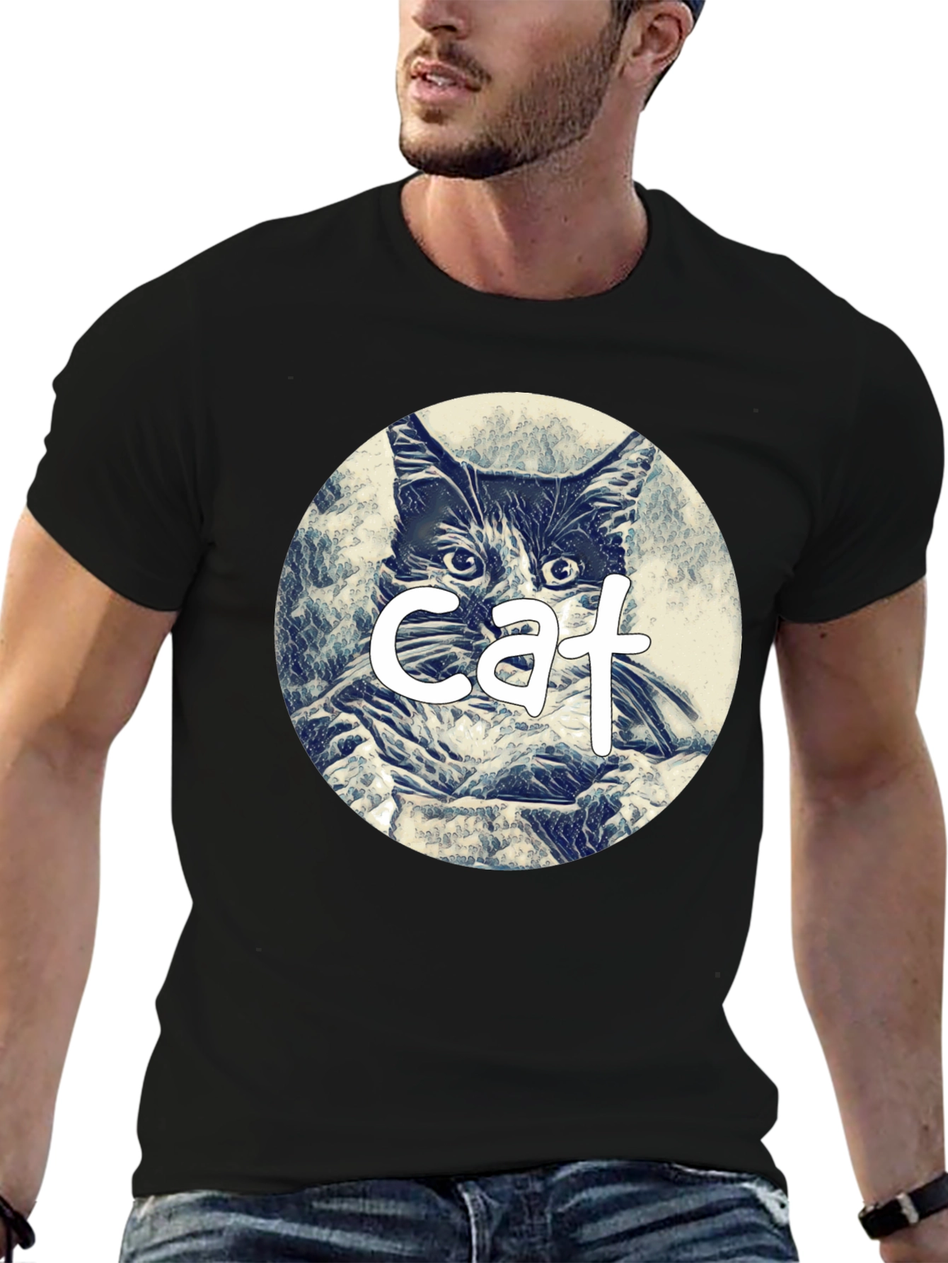 Black Cat Graphic Tee - Black Cotton Blend view 6