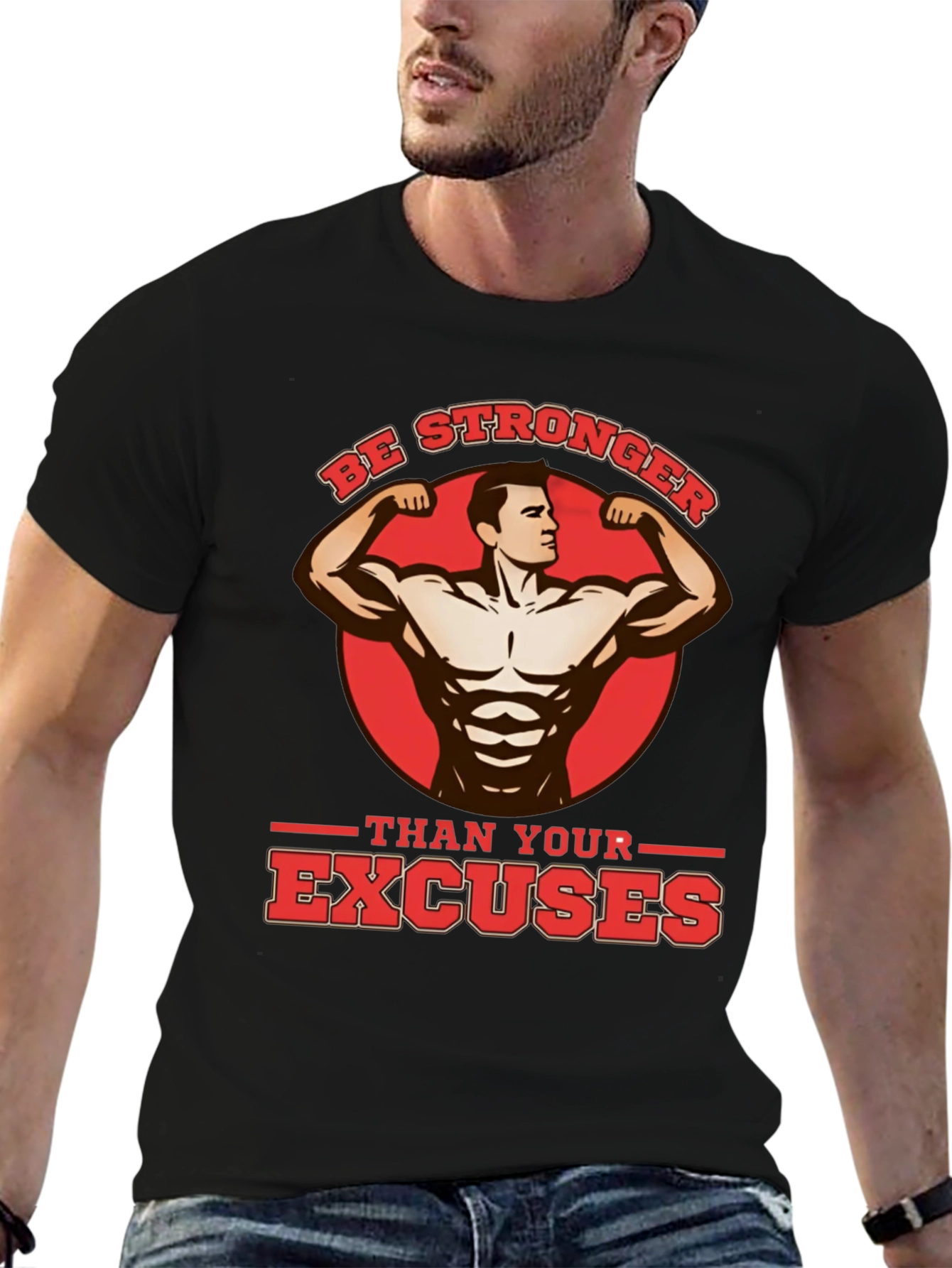 Black Be Stronger Than Your Excuses Black T-Shirt view 6