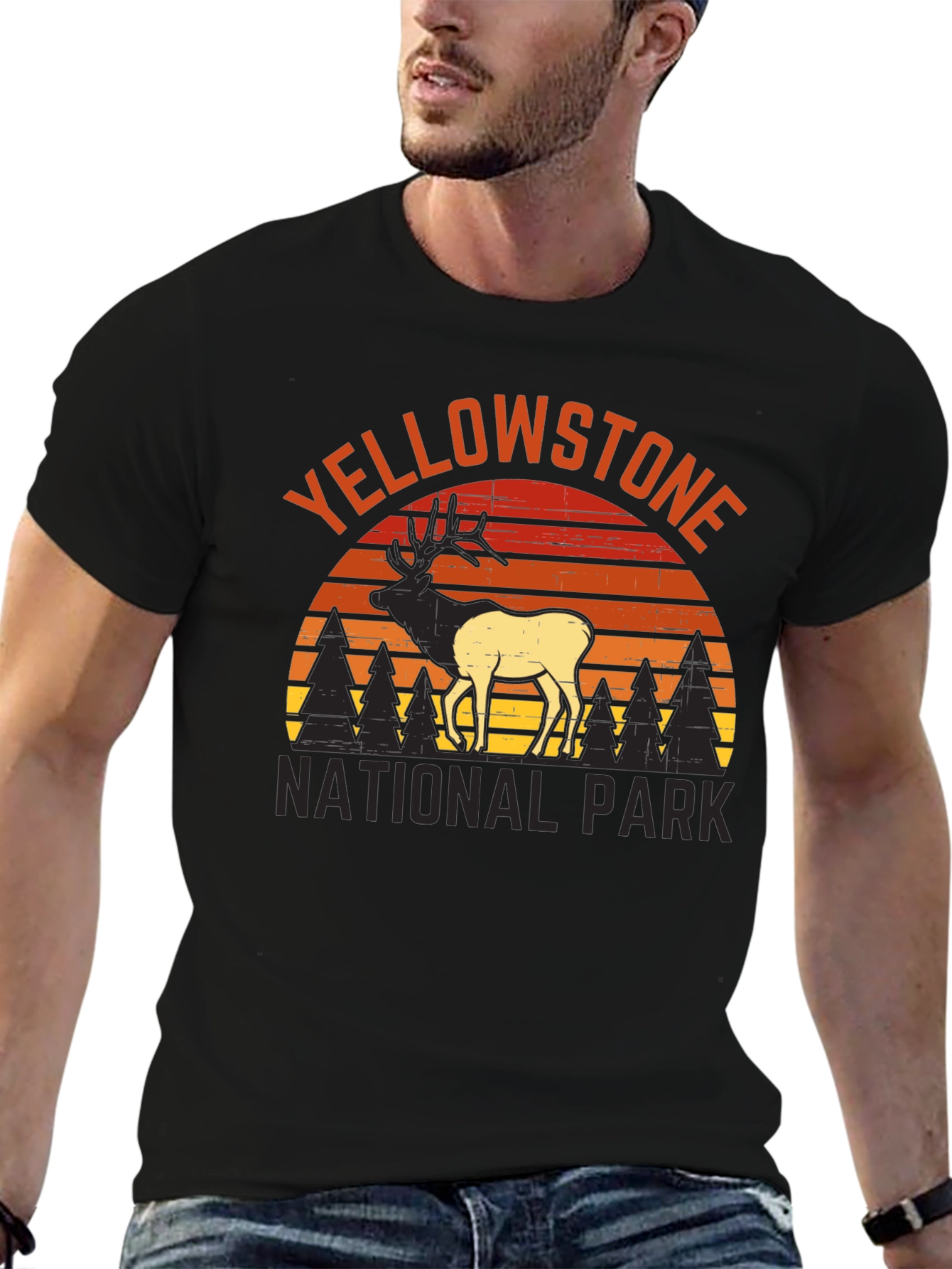 Black Yellowstone National Park Elk Graphic Tee view 6