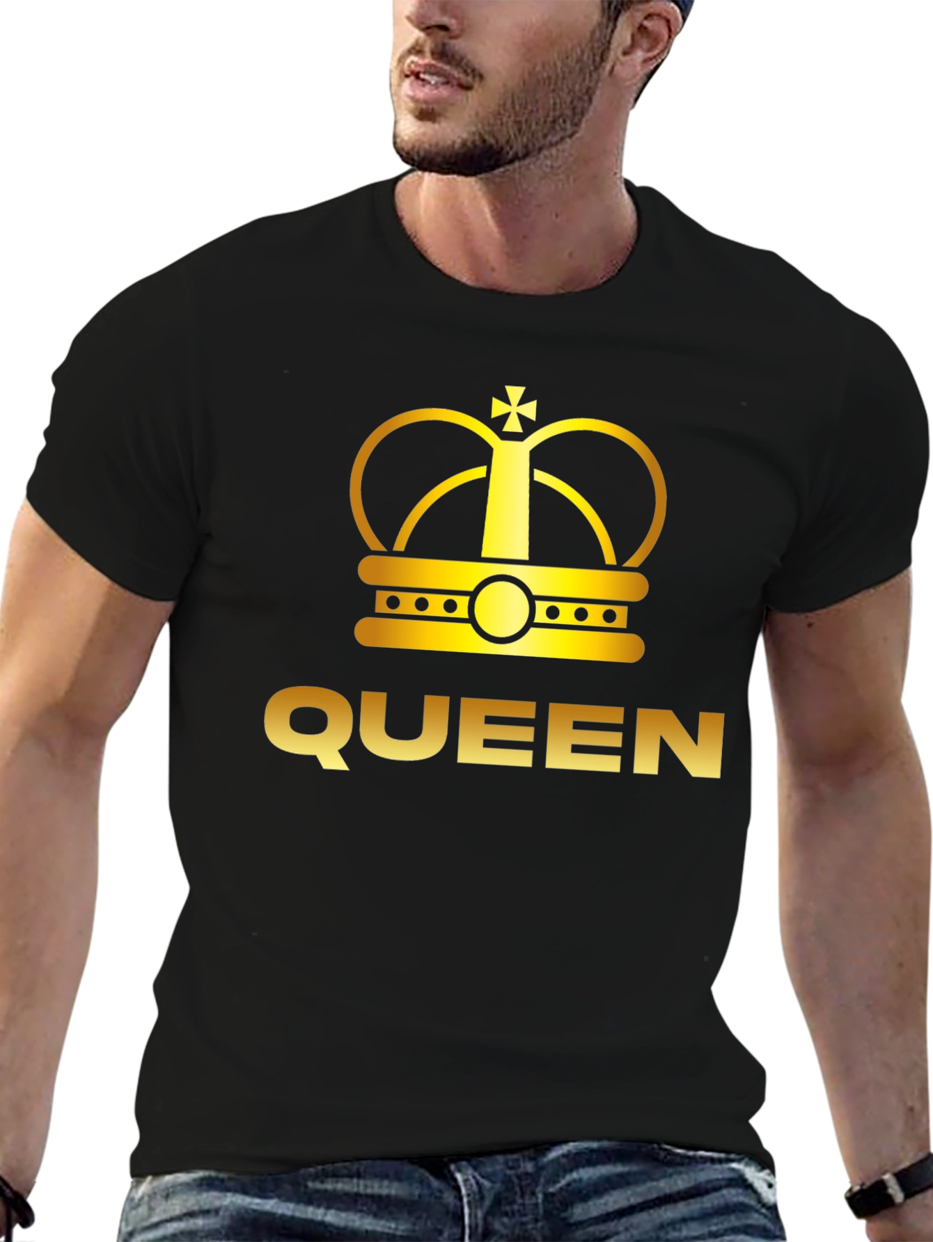 Black Queen Crown Graphic Tee - Black Cotton T-Shirt view 6