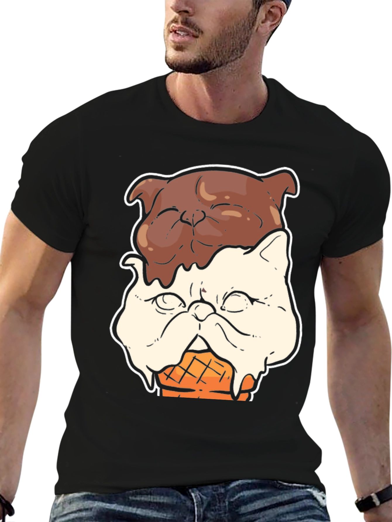 Black Ice Cream Cat Graphic Tee view 6