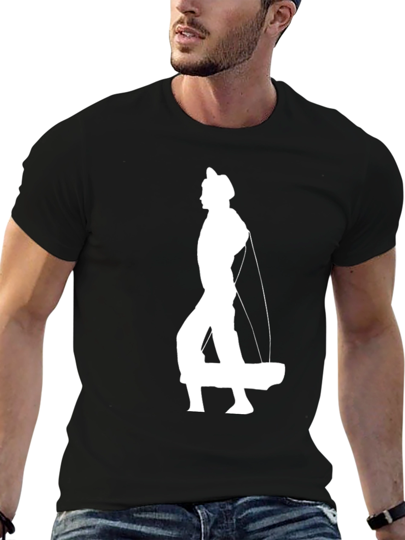 Black Black T-Shirt with Cowboy Puppet Graphic view 6