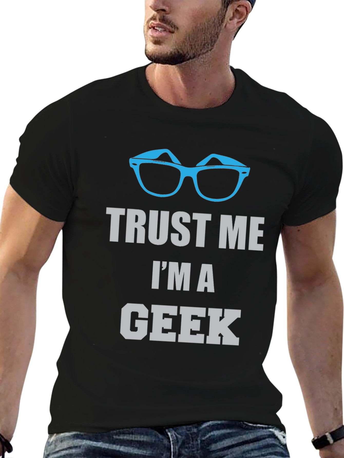 Black Trust Me I'm A Geek T-Shirt view 6