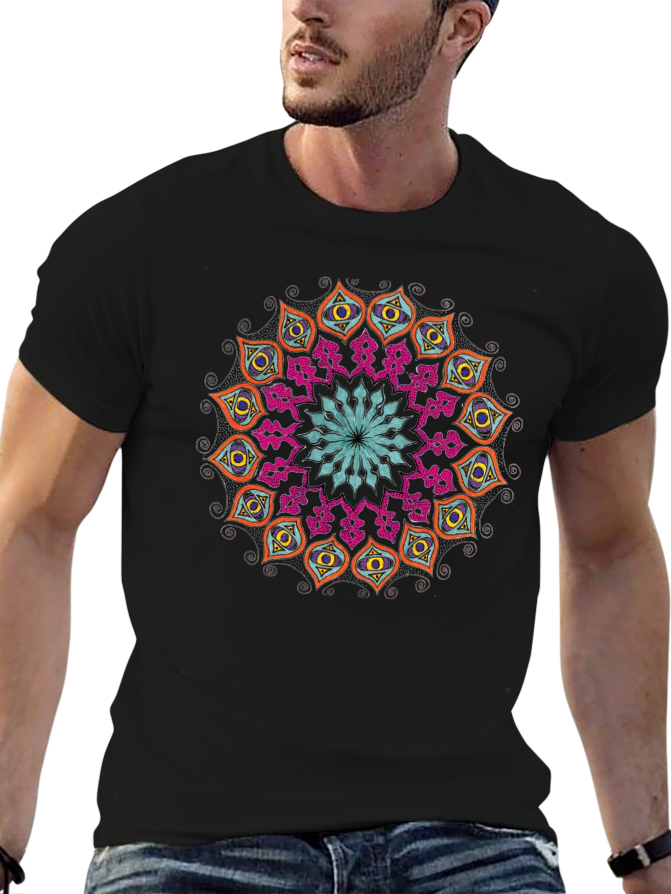 Black Mandala Graphic Tee - Unique Design view 6