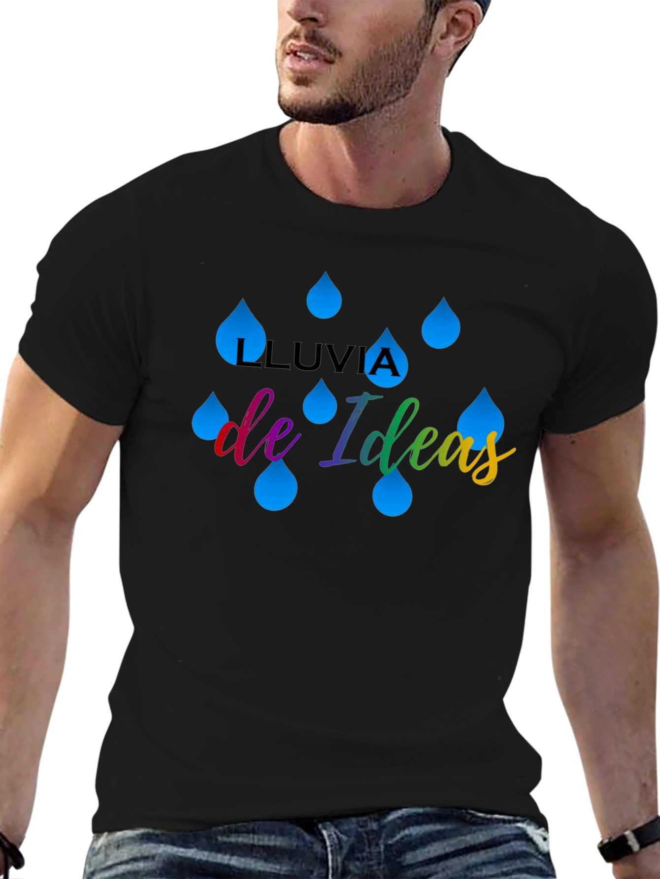 Black Lluvia de Ideas Graphic T-Shirt view 6