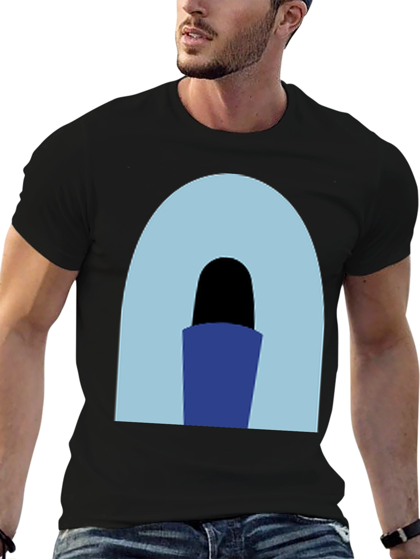 Black Abstract Arch Graphic Tee - Casual Black T-Shirt view 6