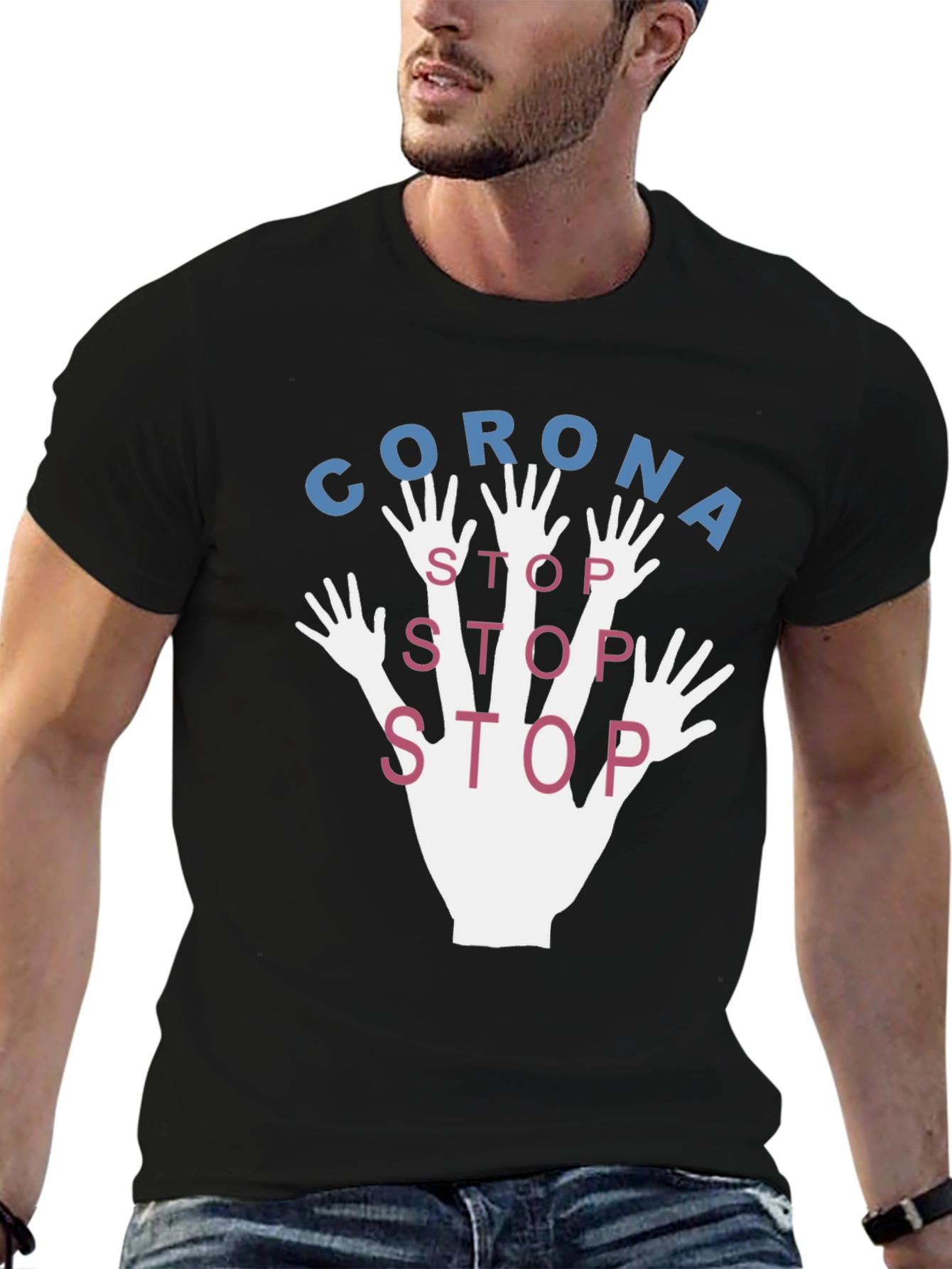 Black Stop Corona Black Graphic Tee view 6