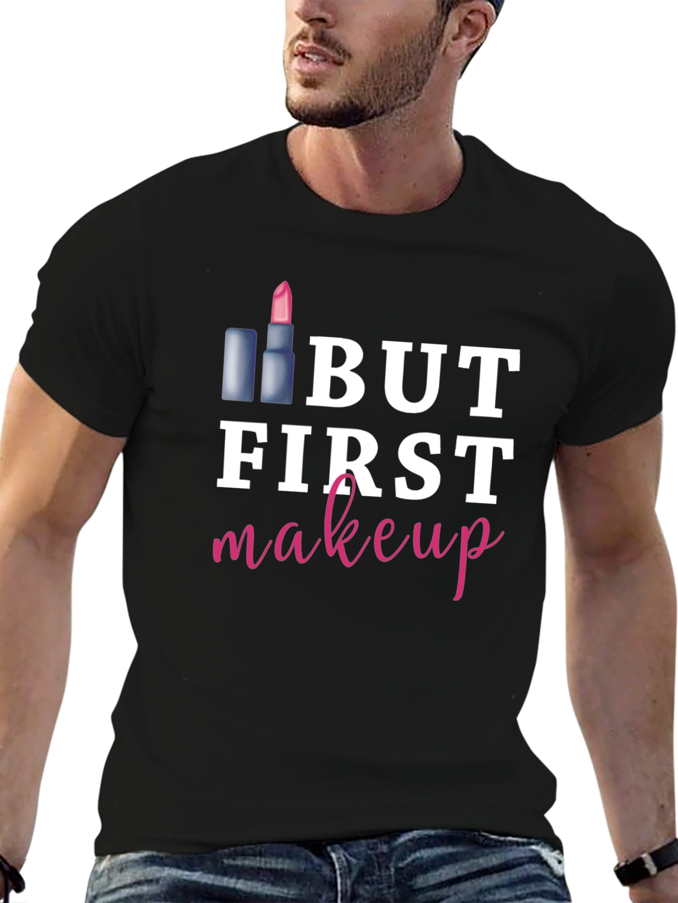 Black But First Makeup Graphic Tee Shirt view 6