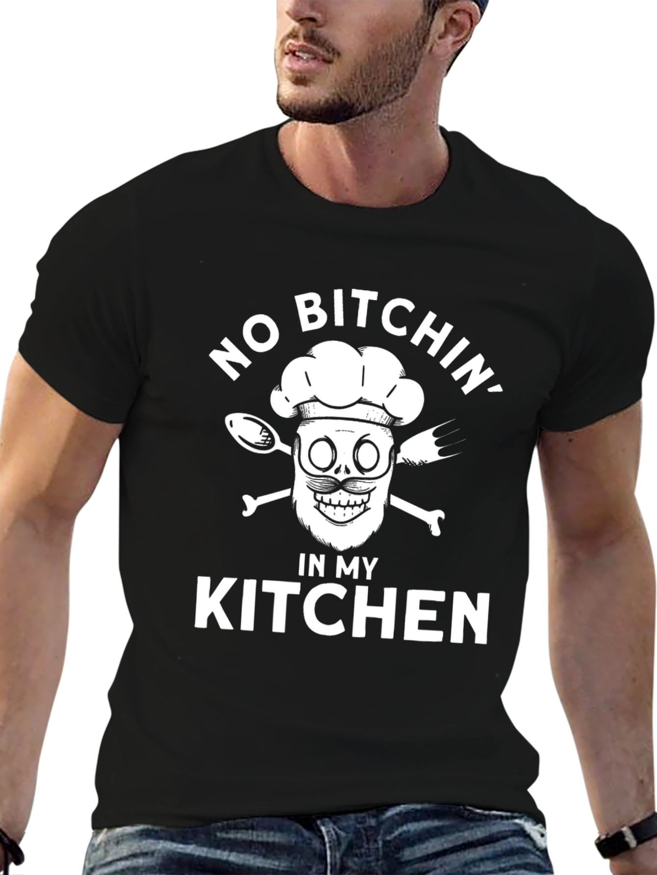 Black No Bitchin' in My Kitchen Black Graphic T-Shirt view 6
