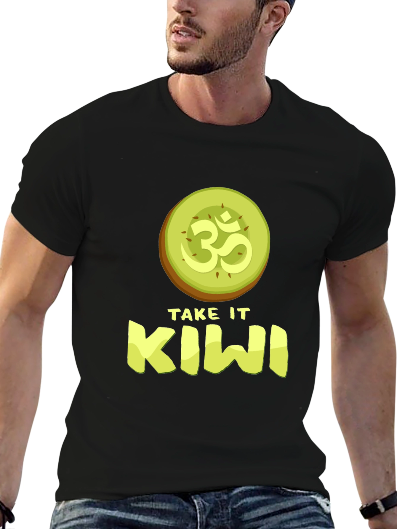 Black Take It Kiwi T-Shirt - Funny Fruit Pun Tee view 6