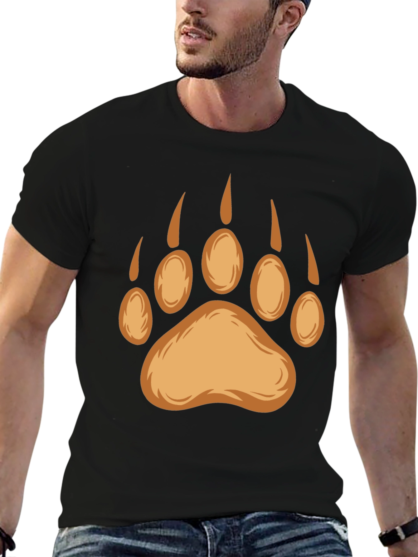Black Bear Paw Print Graphic Tee - Black view 6