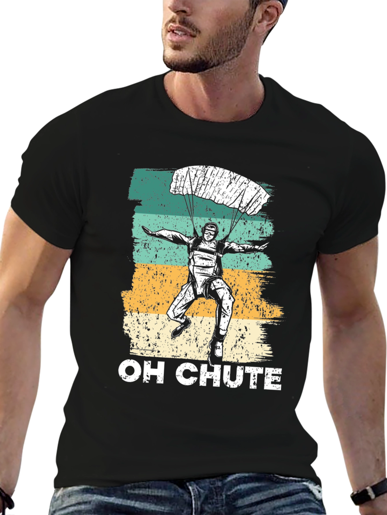 Black Skydiving "Oh Chute" Graphic Tee view 6