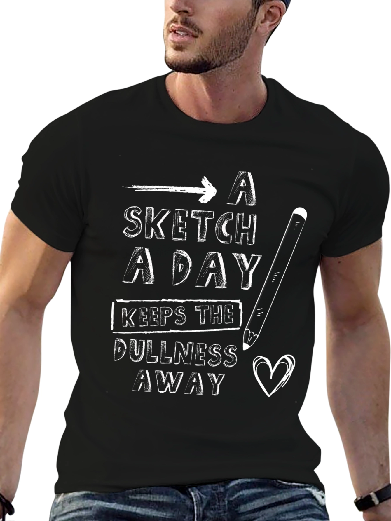 Black Sketch a Day Graphic T-Shirt - Artist Apparel view 6