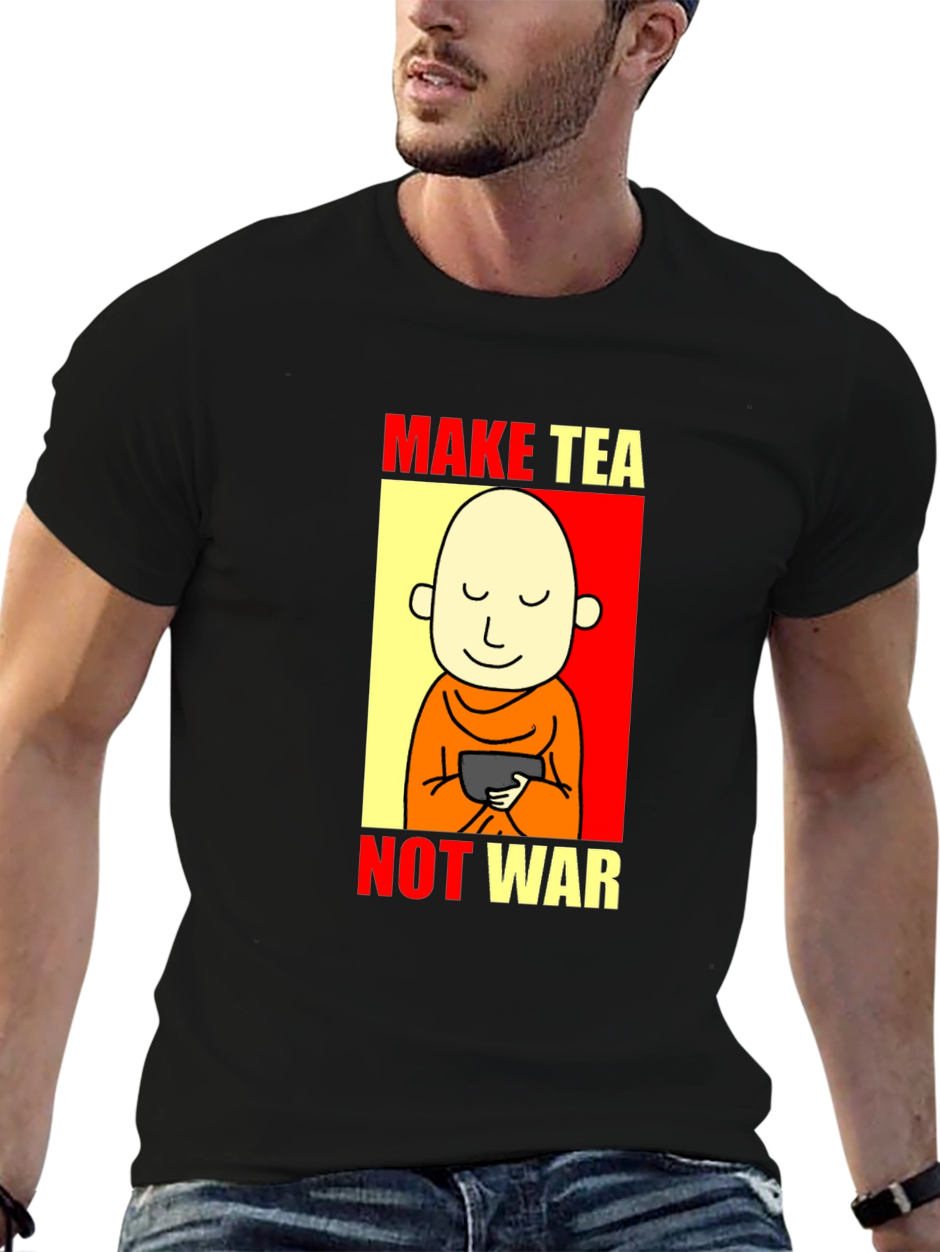 Black Make Tea Not War T-Shirt - Peaceful Zen Design view 6