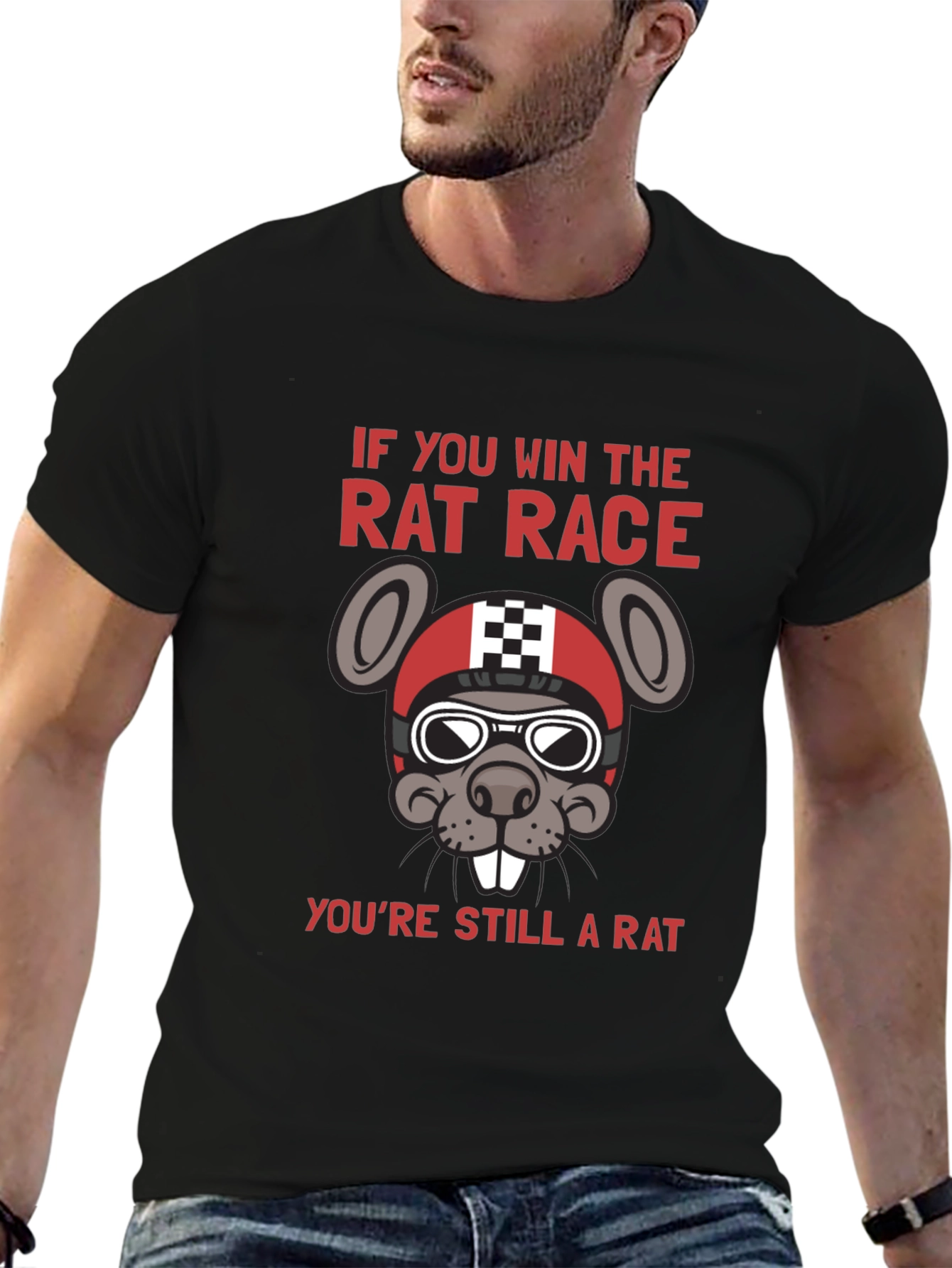 Black Rat Race Winner T-Shirt - Still A Rat Funny Tee view 6