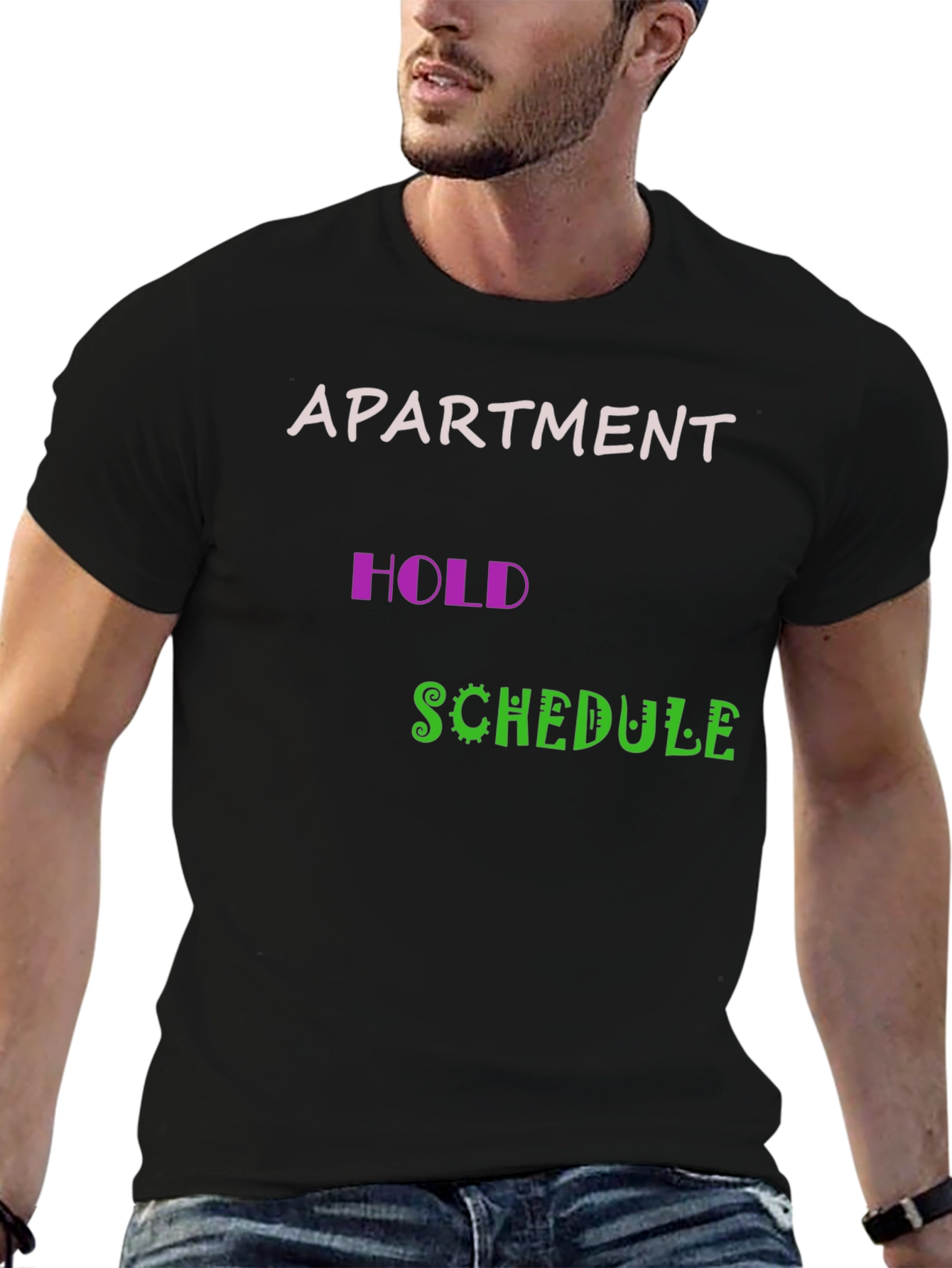 Black Apartment Hold Schedule Graphic Tee view 6
