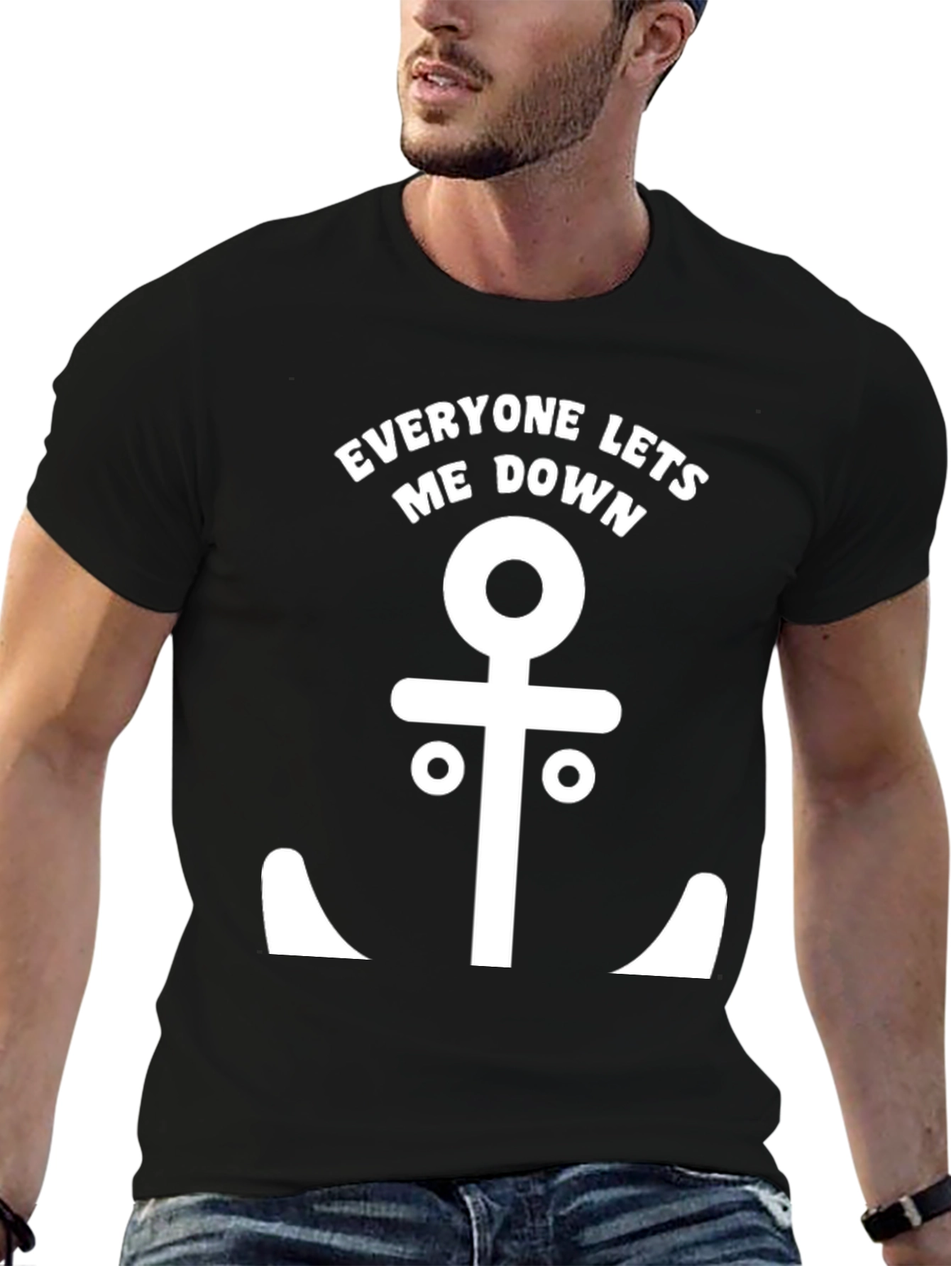 Black Everyone Lets Me Down Anchor T-Shirt view 6