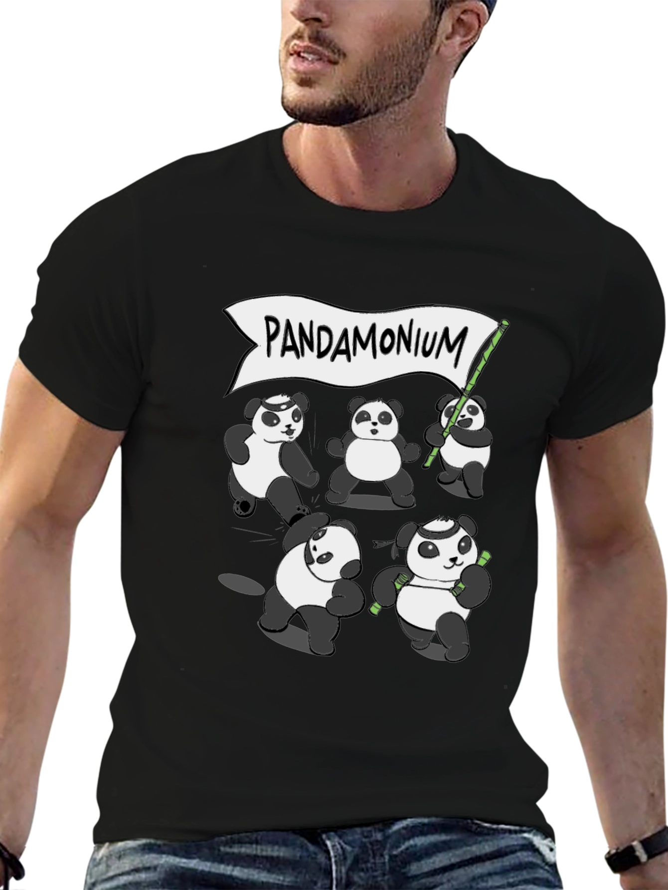 Black Pandamonium T-Shirt - Panda Graphic Tee view 6