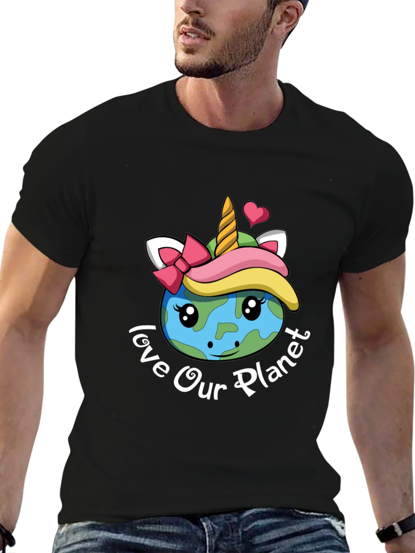Black Love Our Planet Unicorn Earth T-Shirt view 6
