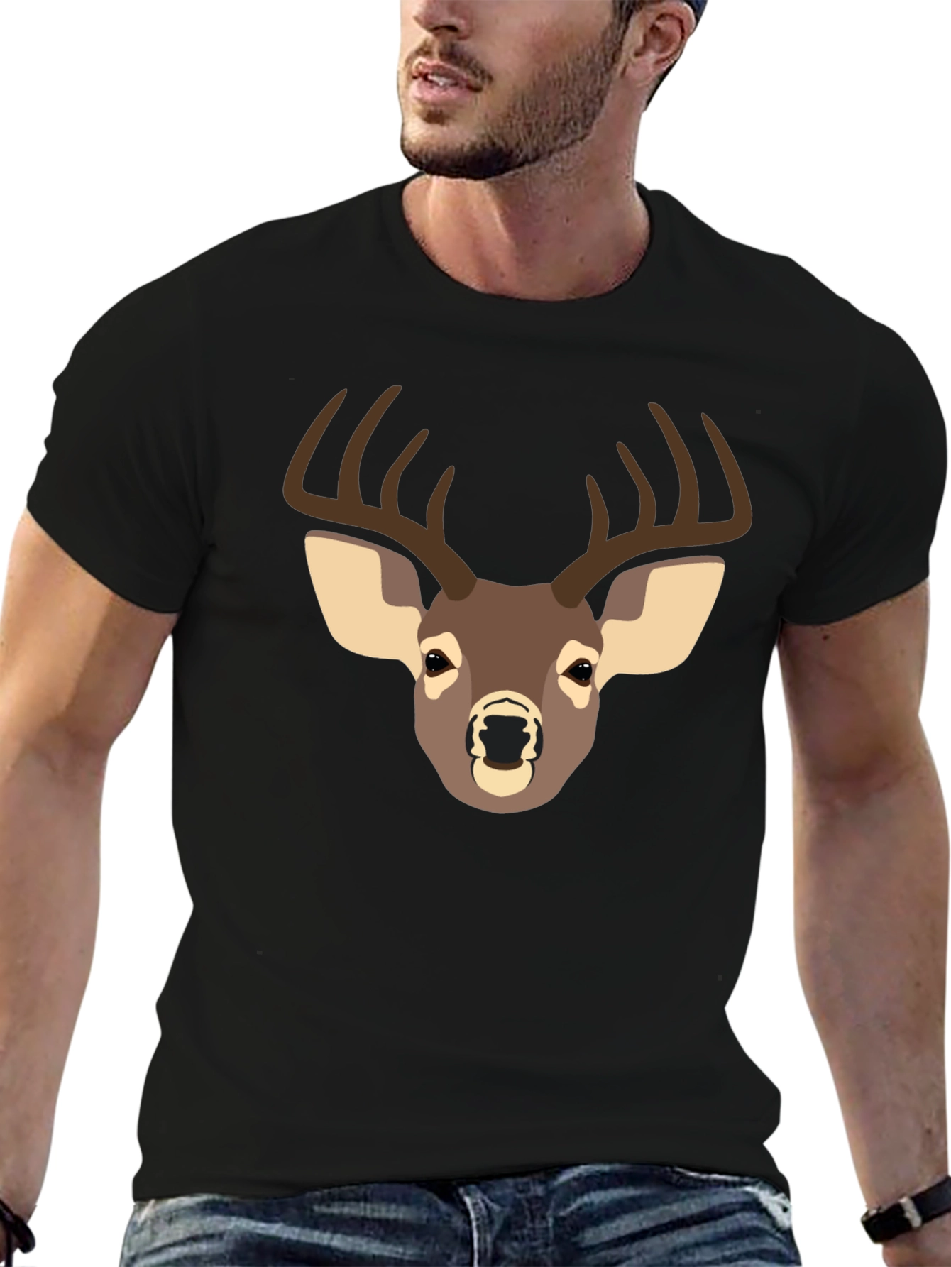 Black Deer Graphic T-Shirt - Black Casual Tee view 6