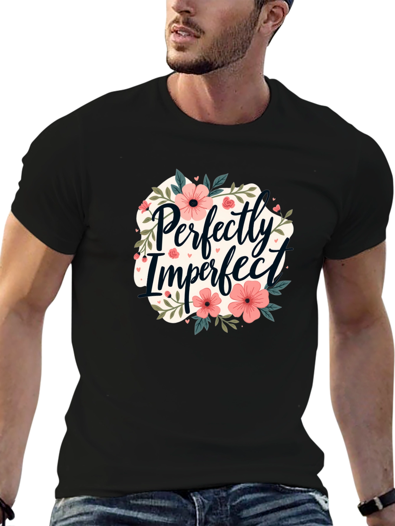 Black Perfectly Imperfect Floral T-Shirt - Unisex view 6