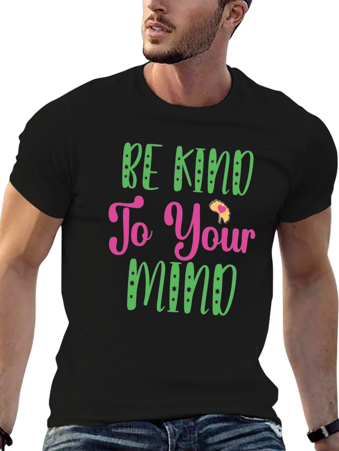 Black Be Kind to Your Mind Black Graphic Tee view 6