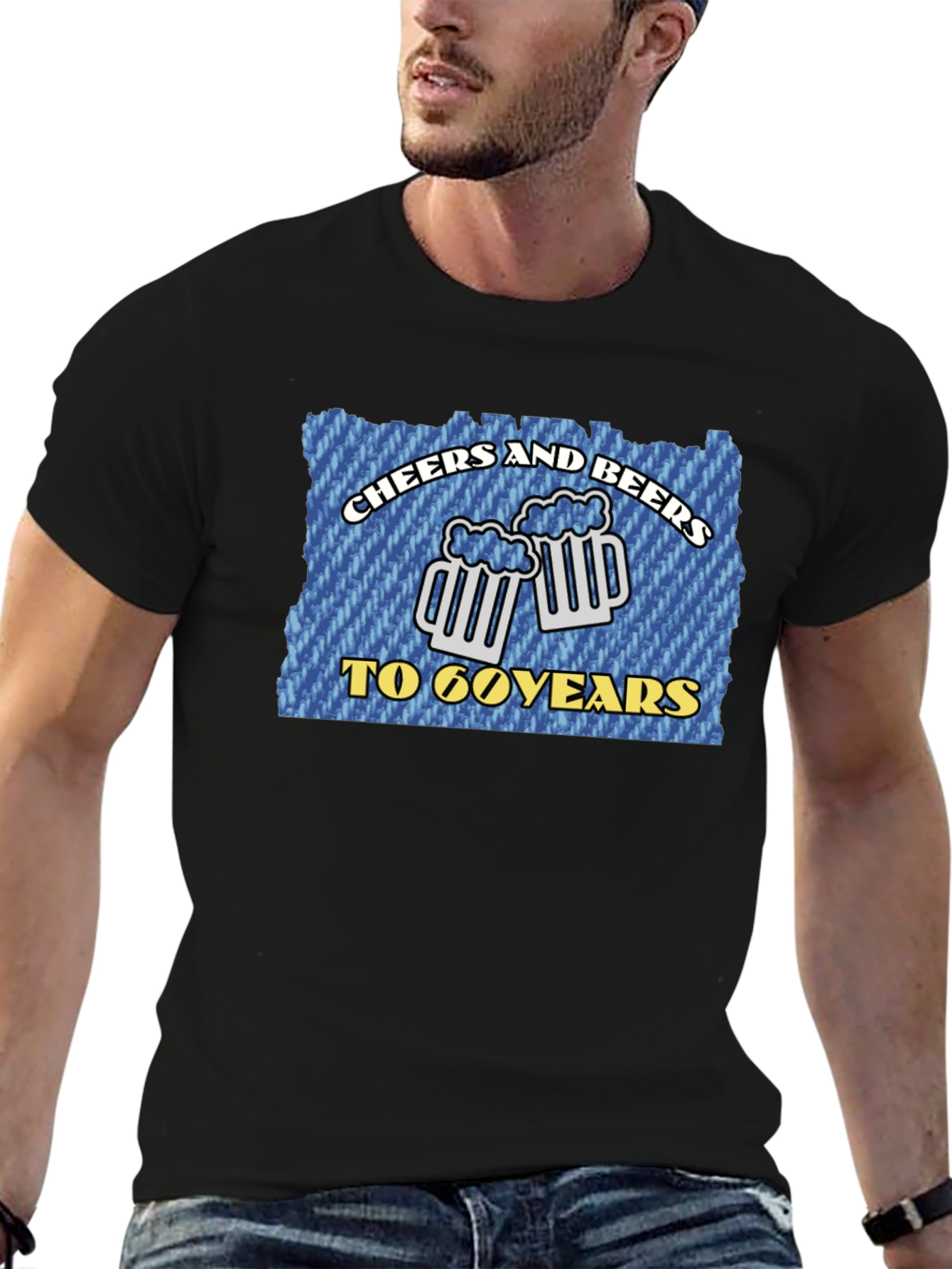 Black Cheers and Beers to 60 Years T-Shirt view 6