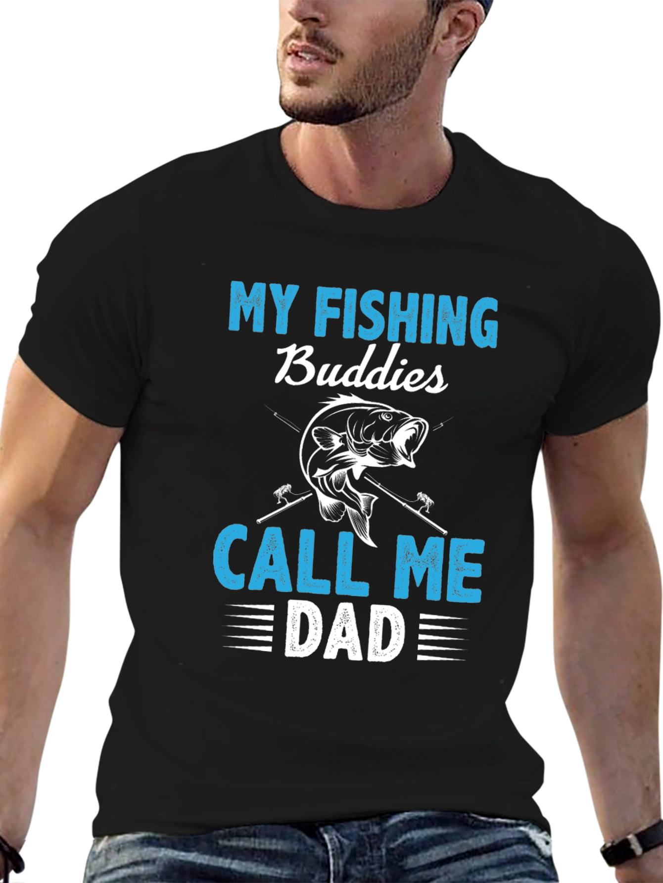 Black Fishing Buddies Dad T-Shirt view 6