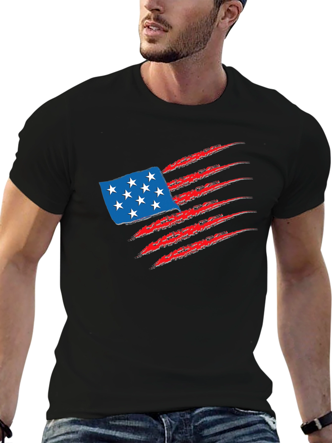 Black American Flag Claw T-Shirt view 6