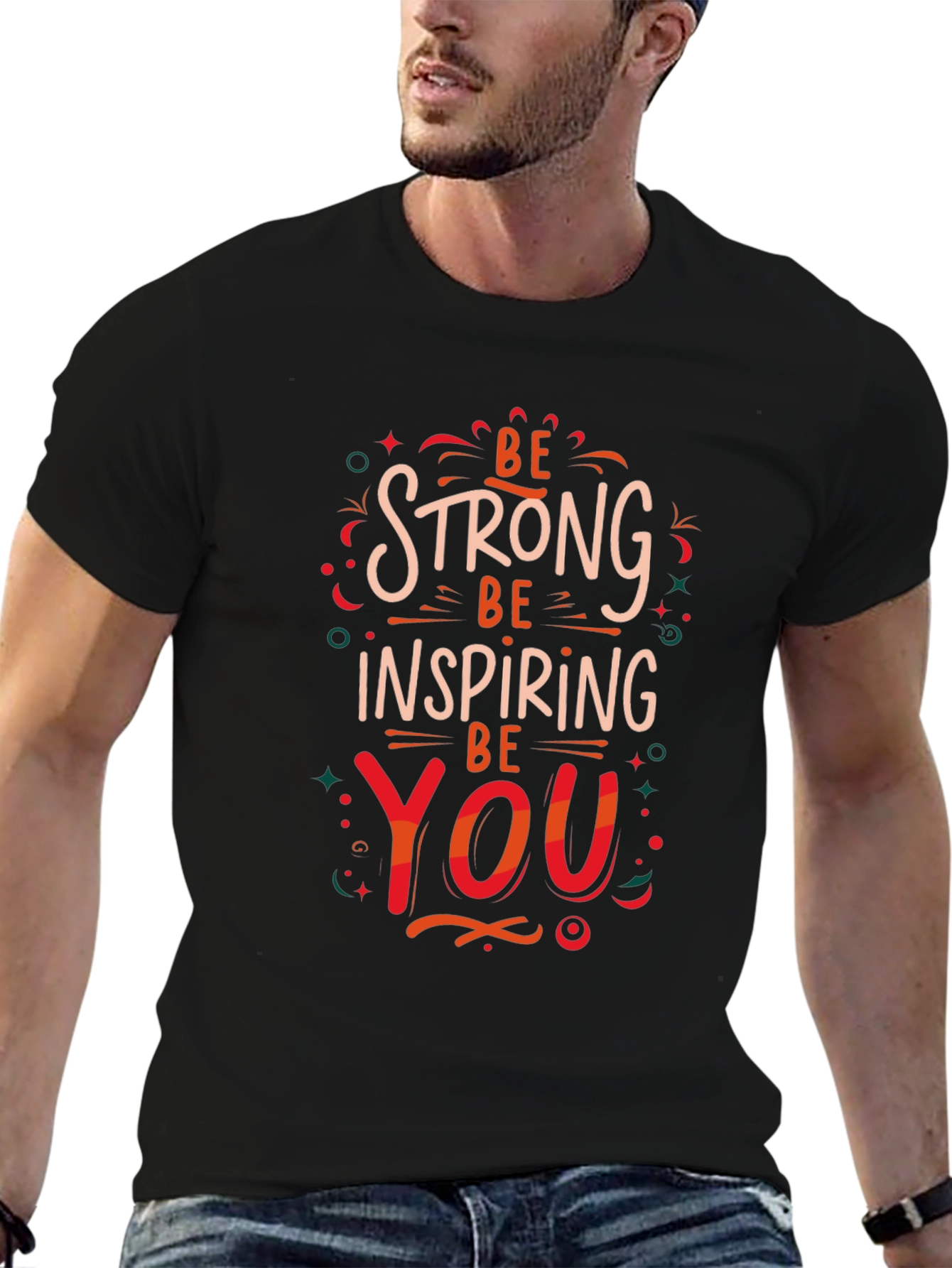 Black Be Strong Inspiring You Graphic Print T-Shirt view 6