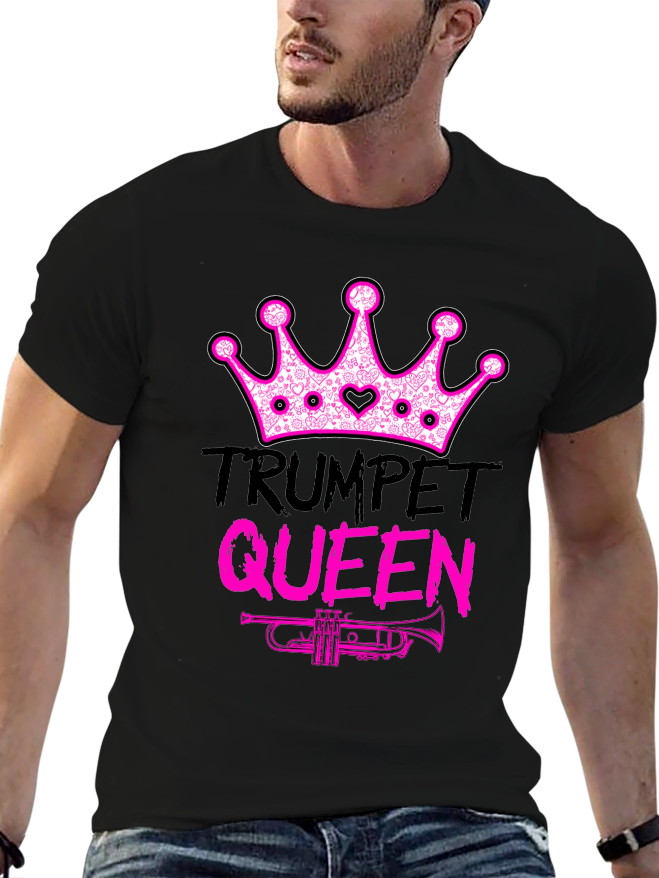 Black Trumpet Queen Graphic T-Shirt - Music Lover Tee view 6