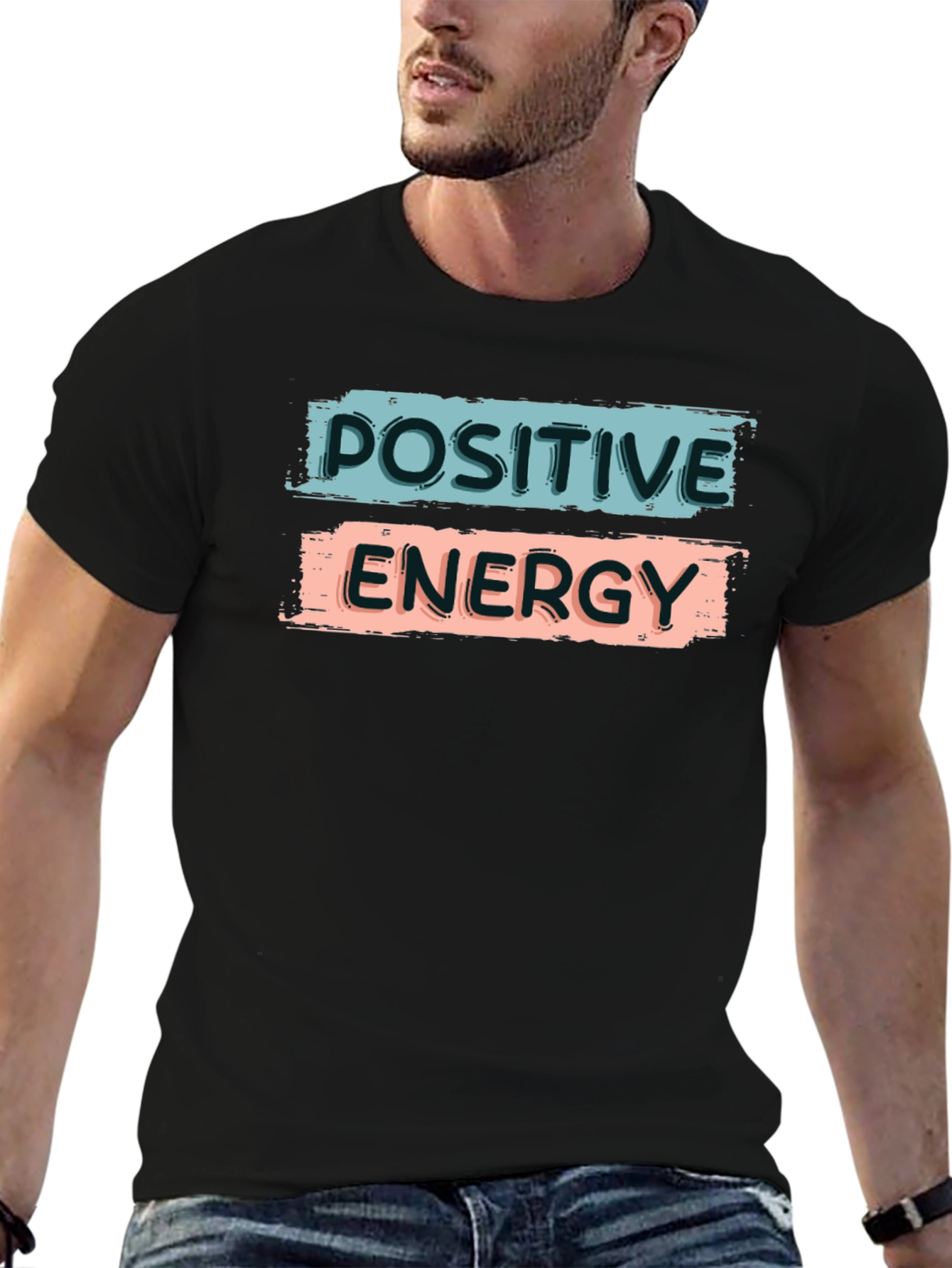 Black Positive Energy Graphic Tee - Unisex Soft Cotton T-Shirt view 6
